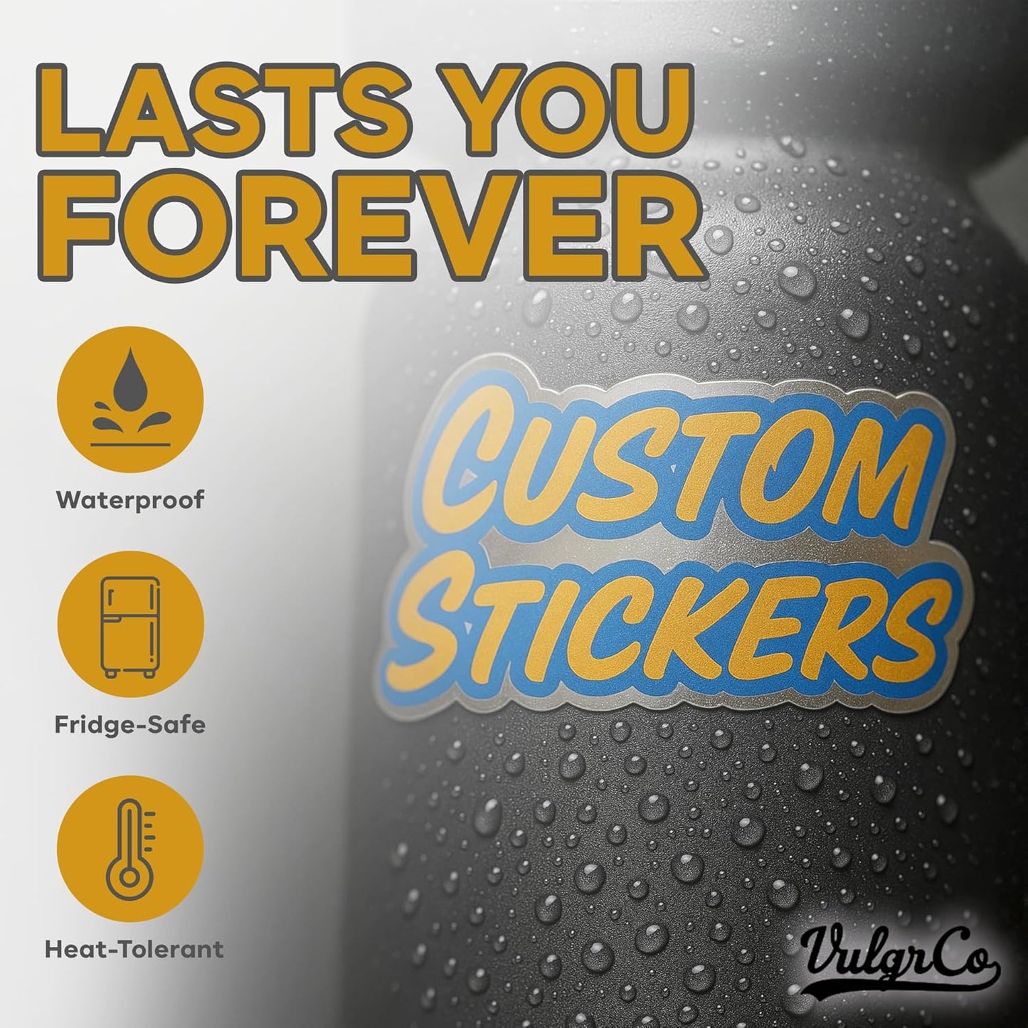 VulgrCo Personalized Custom Individually Die Cut Stickers Decals for Fun, Business, Weddings, Birthdays, Gifts Waterproof (Holographic)