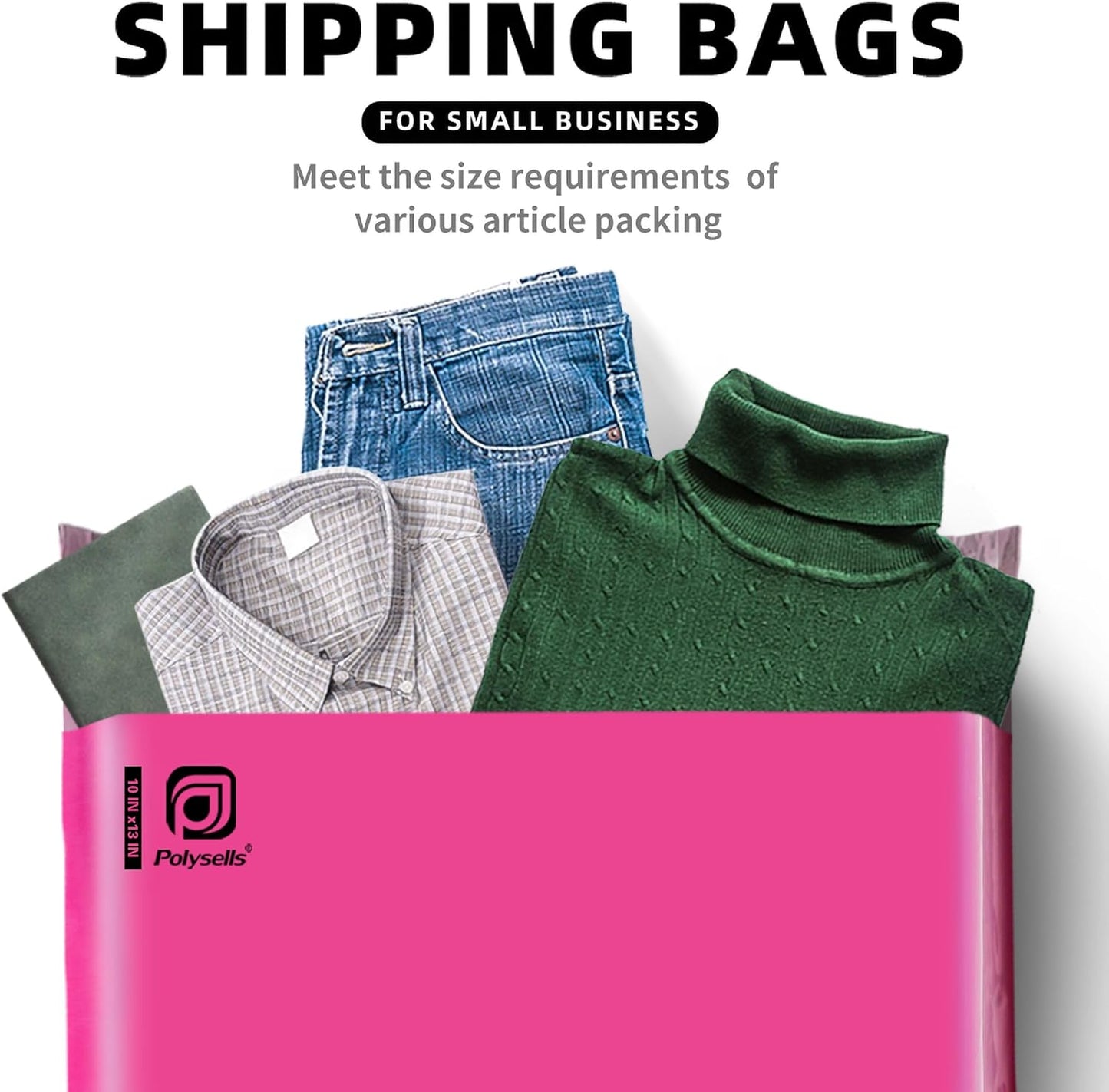 POLYSELLS 500 pcs 12x15.5 Inches Pink Poly Mailers Shipping Envelopes, Strong Adhesive Sealing, Waterproof, and Tear-resistant Postal Mailing Bags for Clothing, Books, and Accessories