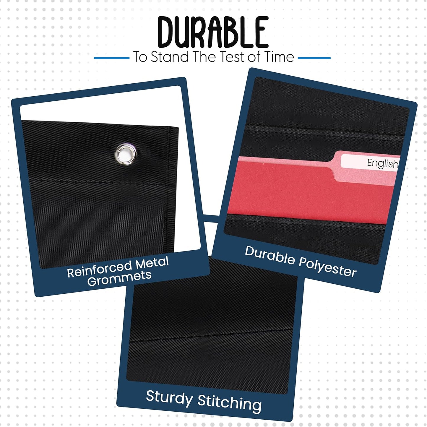 Essex Wares - 2 Pocket File Pocket Chart, Black - Versatile Wall Hanging File Folder Organizer for Classroom, Office, Home, and More - Wall Folder Organizer - Two Pockets