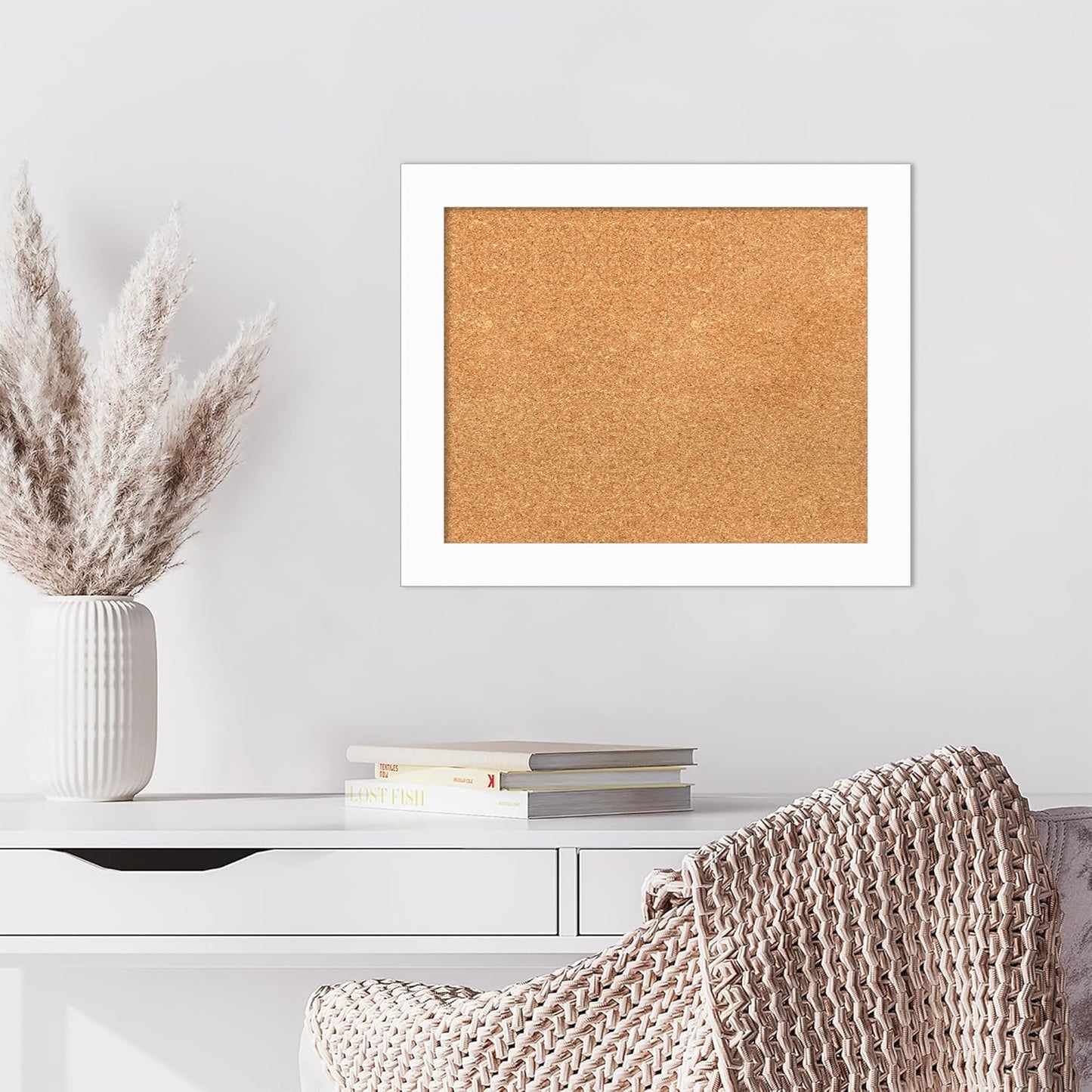 Amanti Art Natural Cork Board for Wall, 19x23 Vision Board with White Frame, Small Corkboard Office Decor for Home Organization, Casual Corkboard Pinboard to Display Items for Home Organization in
