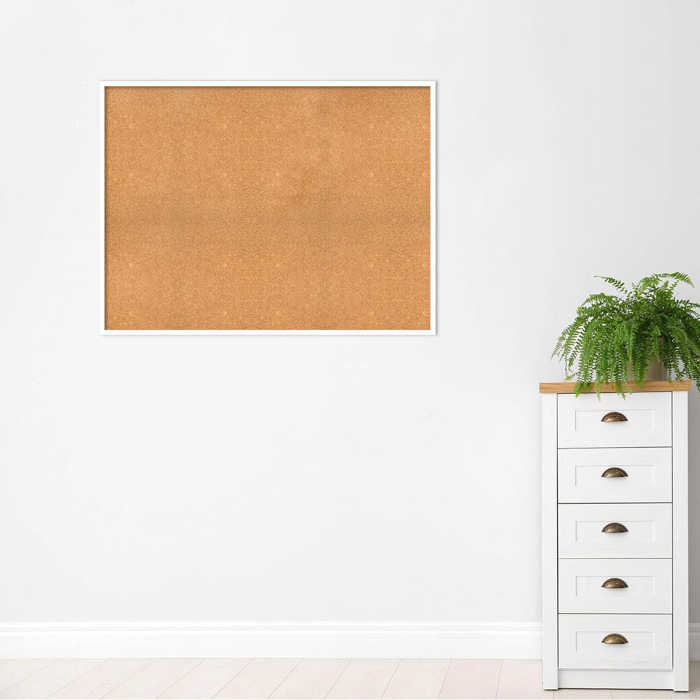 Amanti Art Natural Cork Board for Wall, 37x49 Vision Board with White Frame, Oversize Corkboard Office Decor for Home Organization, Modern Corkboard Pinboard to Display Items for Home Organization in