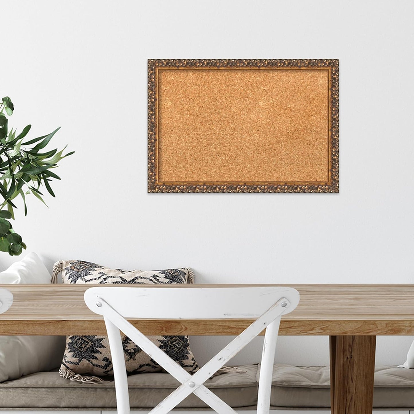 Amanti Art Natural Cork Board for Wall, 14x20 Vision Board with Bronze Frame, Small Corkboard Office Decor for Home Organization, Traditional Corkboard Pinboard to Display Items for Home Organization