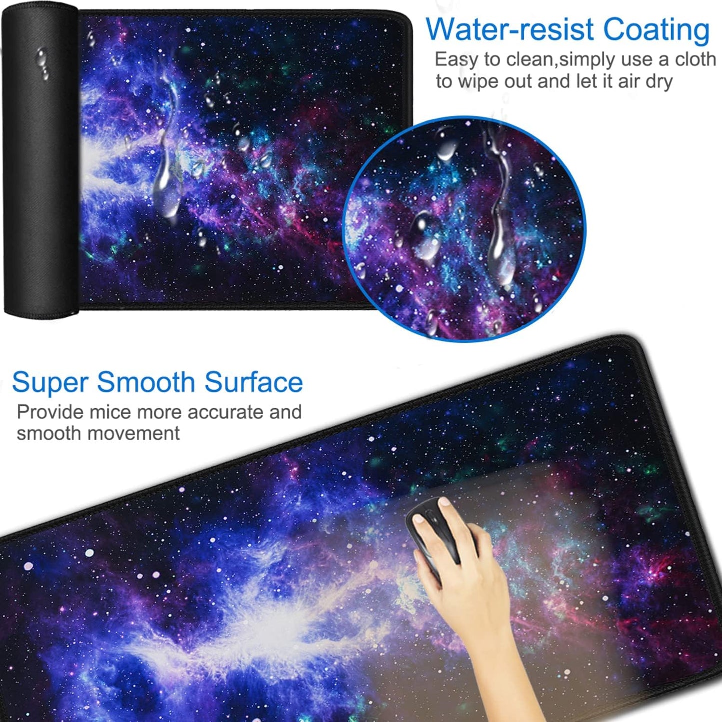 Large Mouse Pad, 31.5x15.7 inch Large Gaming Extended Computer Keyboard Mouse Mat, Water Resist Non-Slip Mousepad Rubber Base Long XXL Desk Mouse Pad for Work & Gaming, Office & Home