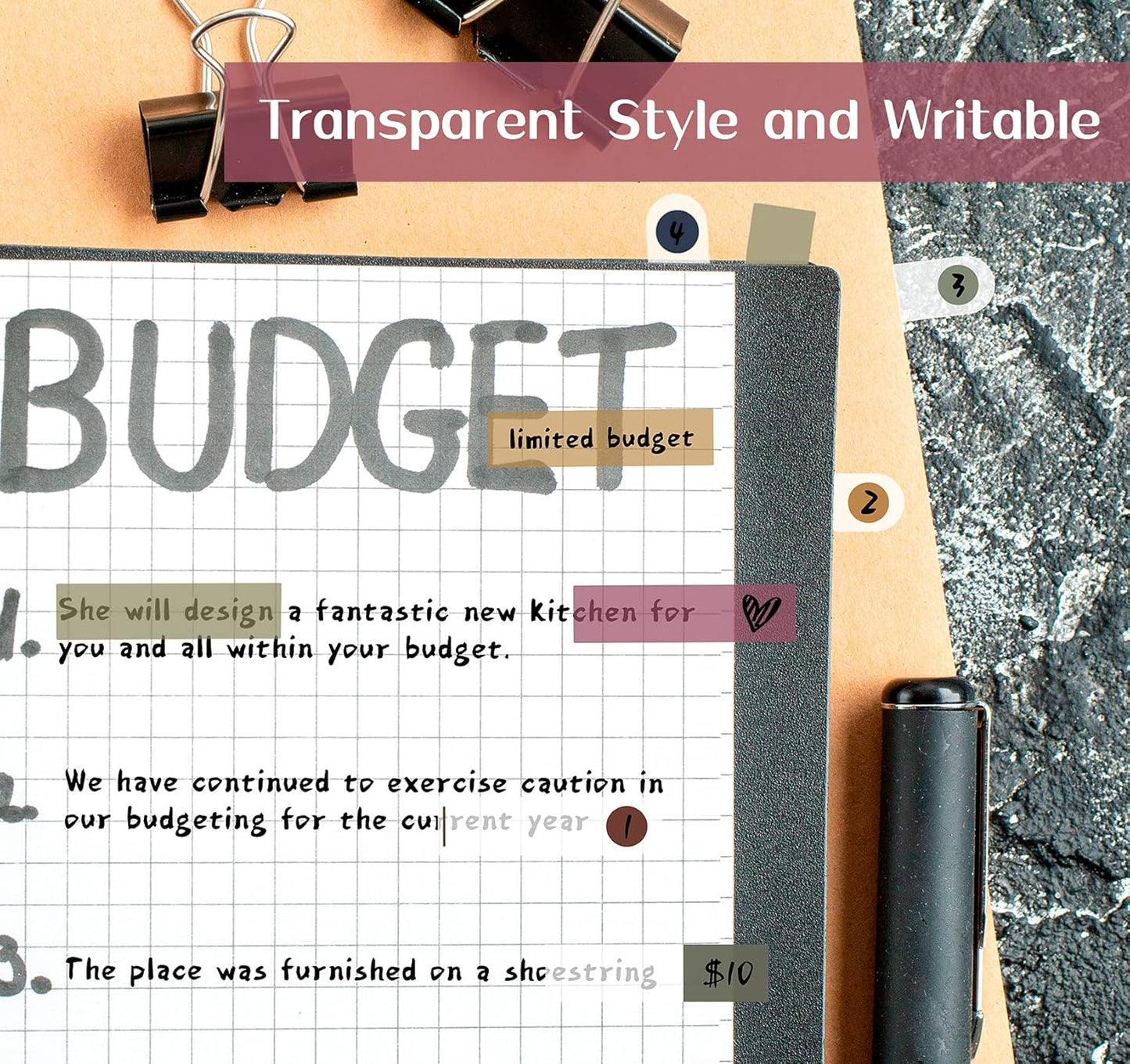 3 Designs Page Markers,10 Colors Index Tab,1200pcs Annotation Tabs for Book Accessories,Clear Book Sticky Note Tabs,Writable and Repositionable Book Flags Strip for Notebooks,Filing