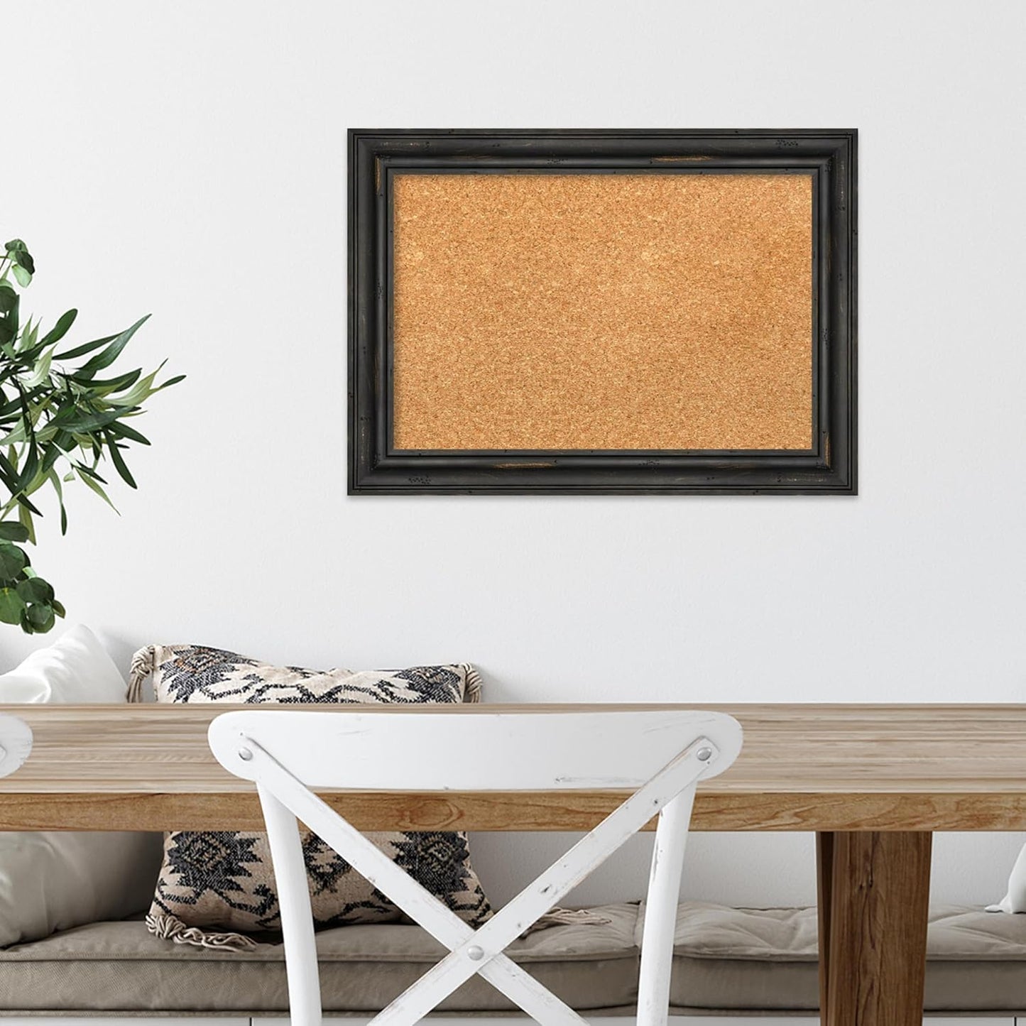 Amanti Art Natural Cork Board for Wall, 15x21 Vision Board with Black Wood Frame, Small Corkboard Office Decor for Home Organization, Country Rustic Corkboard Pinboard to Display Items for Home