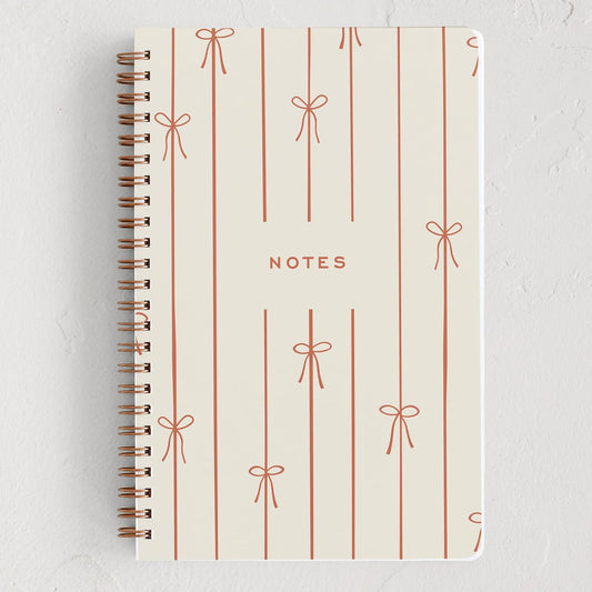 Minted Red Bow Notebook, Writing Journal for Notes & Journaling, Durable Acrylic Free Cover, Modern, Colorful & Simple Spiral Bound Journal Notebook with 80 Lined Pages, 5.5" x 8.5"