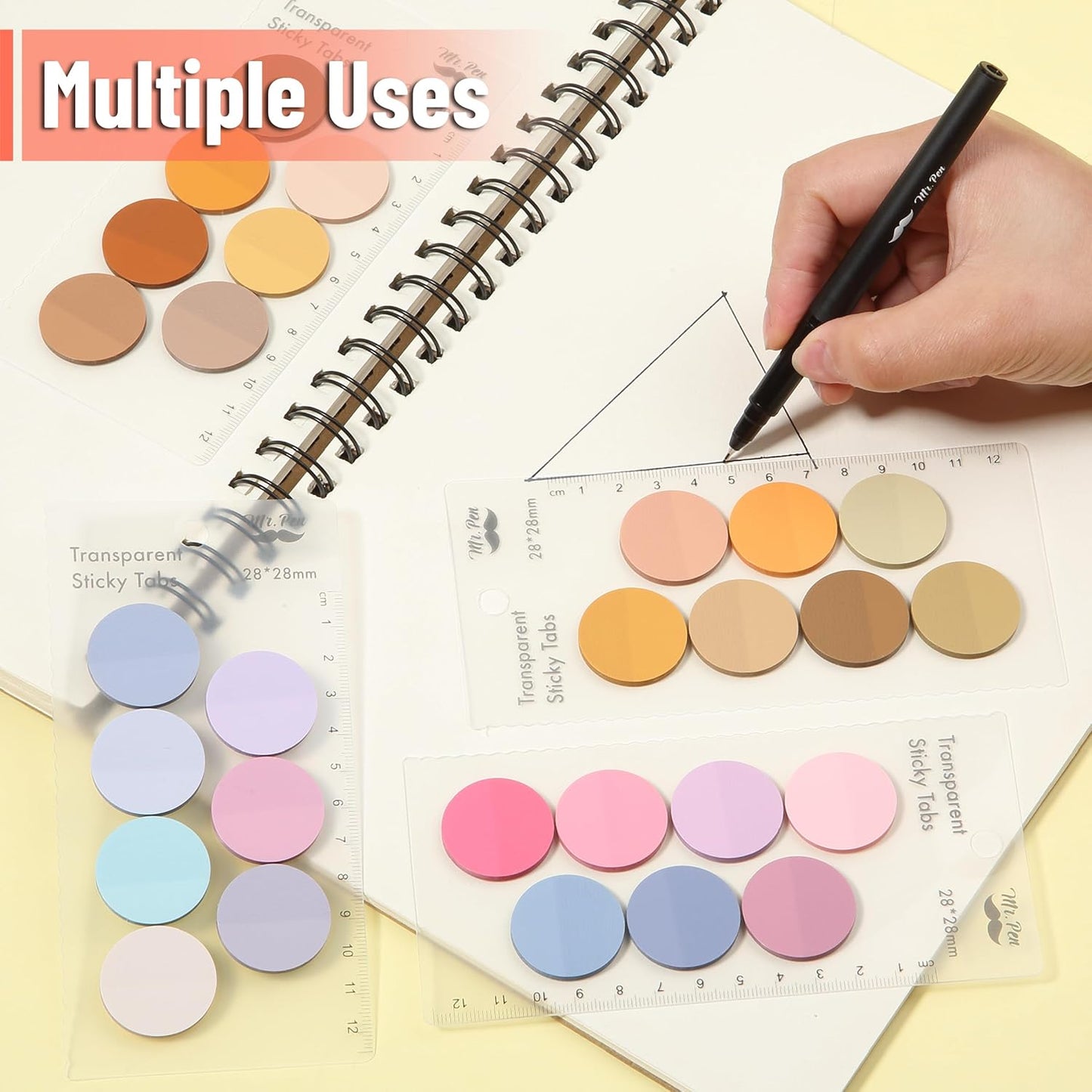 Mr. Pen- Transparent Sticky Note Set, 1120Sheets, Colorful, Round Transparent Sticky Notes Set