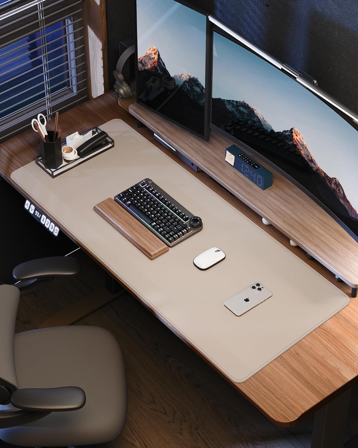 Extra Large Desk Mat - 55"x 17" Non-Slip Desk Pad for Office and Home - Ideal for Large Mouse Pad and Desk Mats on Top of Desks(Beige)
