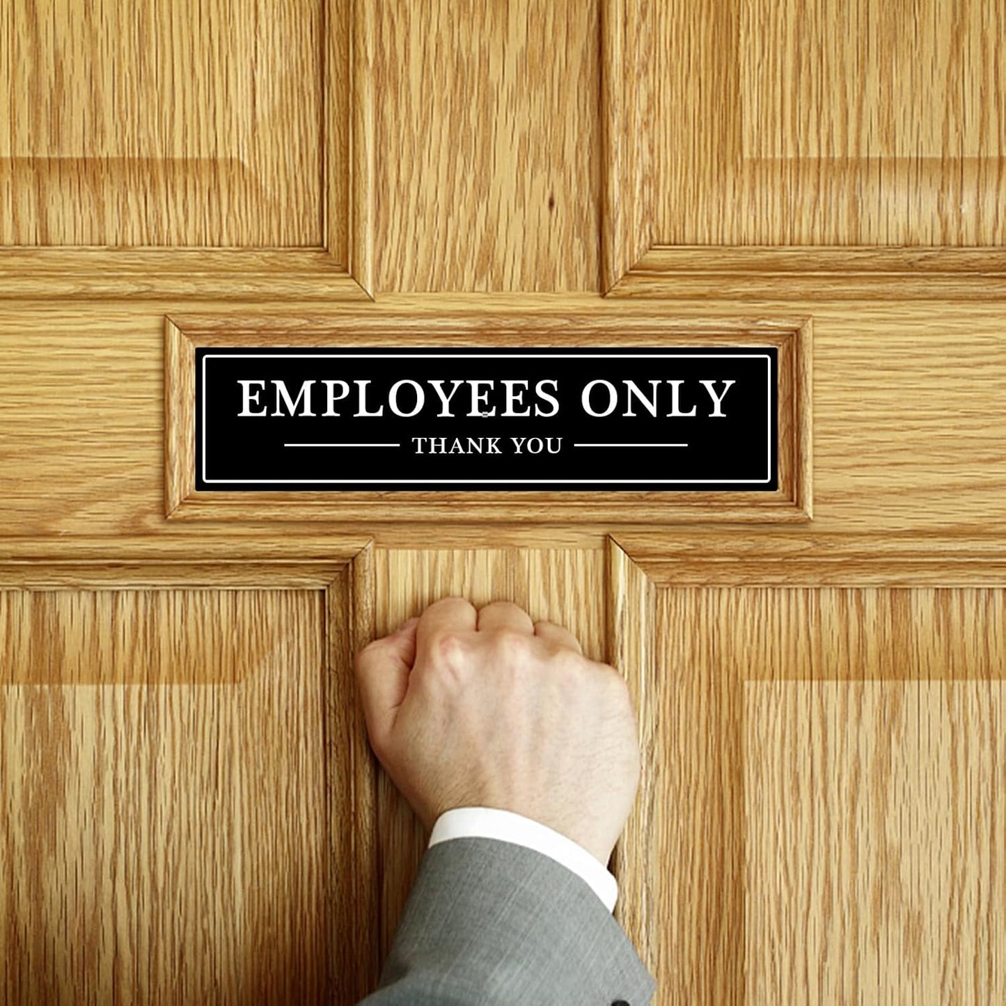 SINYUDUN Acrylic Employees Only Sign for Door or Wall, with Double Sided Tape, for Office, Business Door, Store, Restroom (Black, 2.1 x 8 Inch)-1 Pack