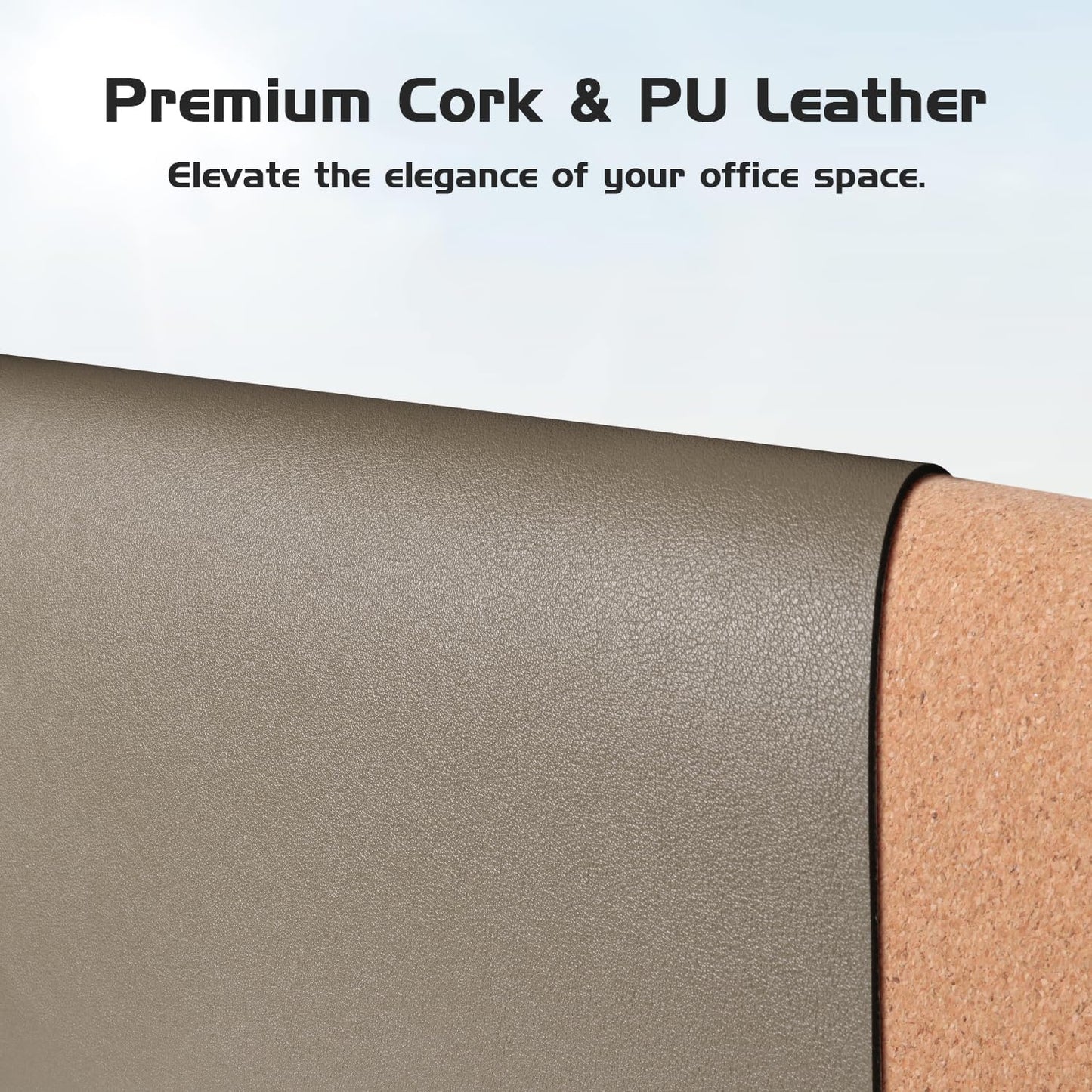 Aothia Dual-Sided Desk Mat - Leather & Cork Desk Protector, Large Mouse Pad & Writing Pad for Office/Home, Coffee (25.6"x13.7")