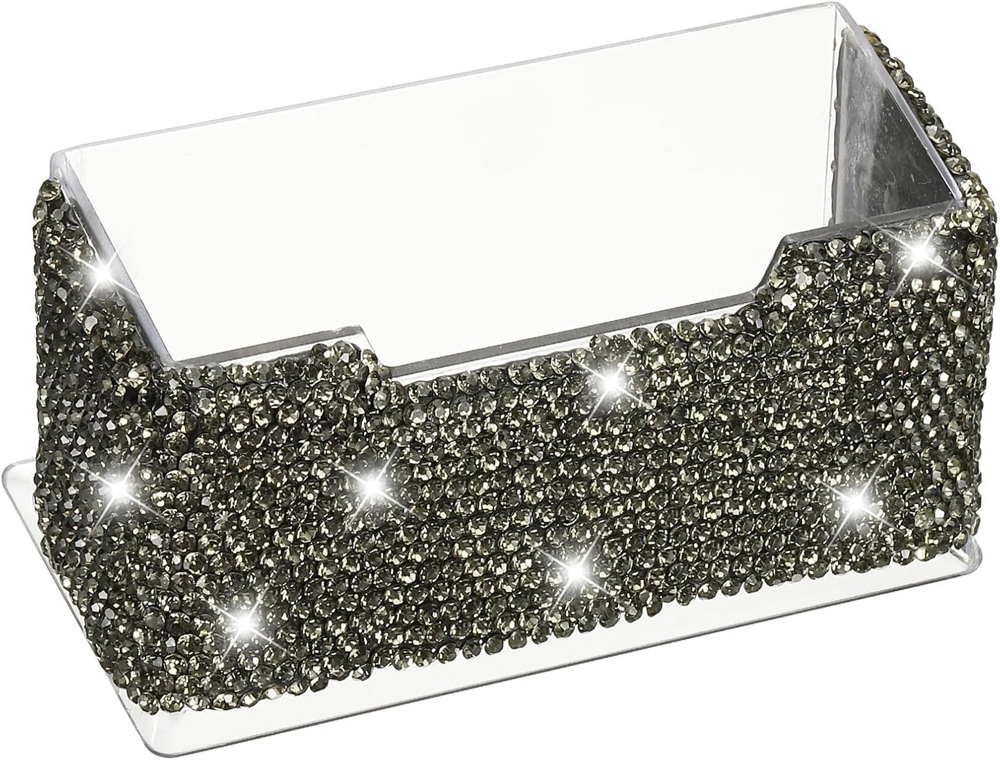 PATIKIL Rhinestone Business Card Holder, Crystal Business Card Holders Bling Business Card Organizer Display Stand for Desktop Desk Office Exhibition, Grey