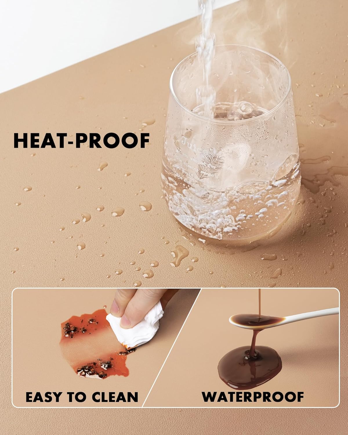 YSAGi Double-Sided Desk Pad, 35.4"x17"Leather Desk Mat, Eco Cork Desk Pad Protector,Large Mouse Pad,Waterproof Desk Blotter for Office/Home(Apricot)