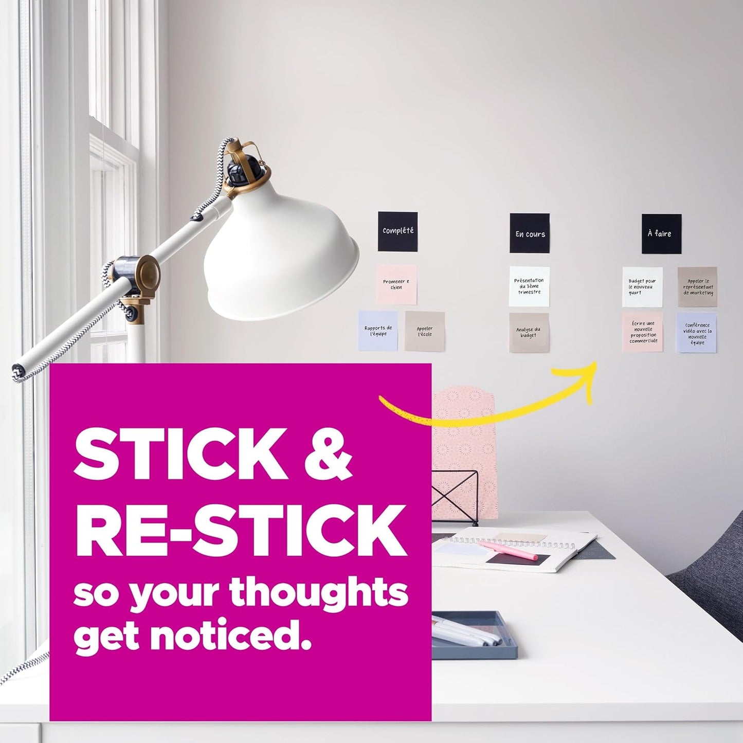 Post-it Super Sticky Notes, 4 Lined Note Pads, 4 x 4 in., 2X The Sticking Power, School Supplies and Office Products, Sticky Notes for Vertical Surfaces, Monitors, Walls and Windows, Simply Serene