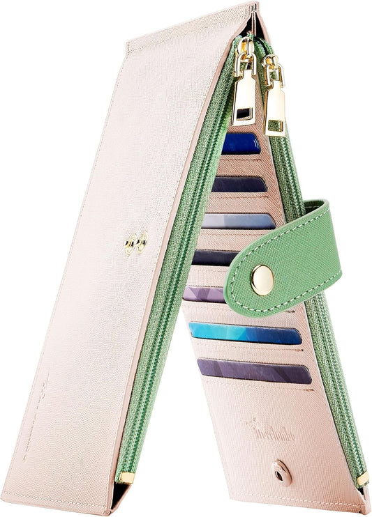 Travelambo RFID Wallet Women Bifold Multi Card Wallet Case with Zipper Pocke Credit Card Holder for Women