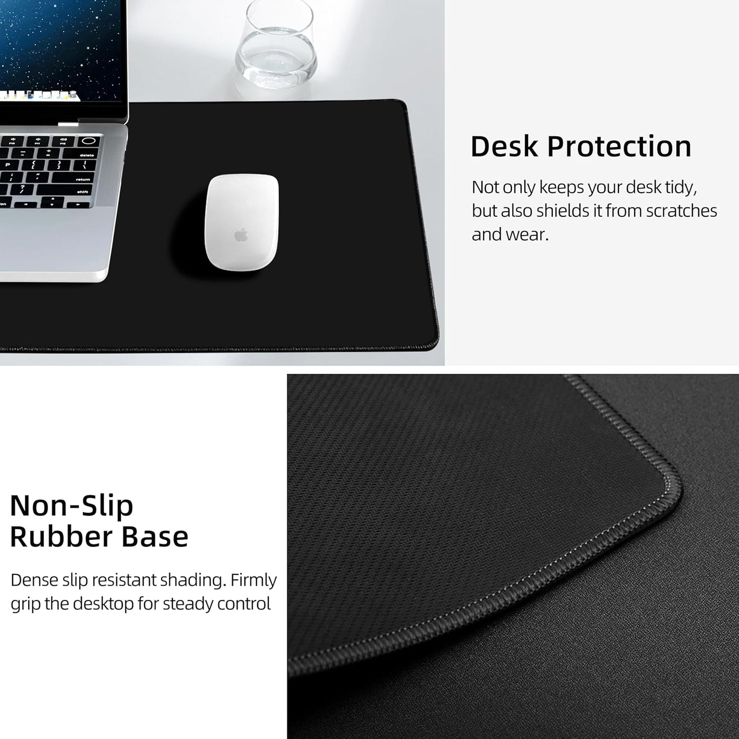 Mouse Pad with Wireless Charging, Gaming Mouse Pad with Ultra-Smooth Surface, Large XXL Desk Mat, Non-Slip Mouse Mat, Waterproof Computer Keyboard Pad for Gaming, Desk, Office, PC, 900x400x4MM, Black