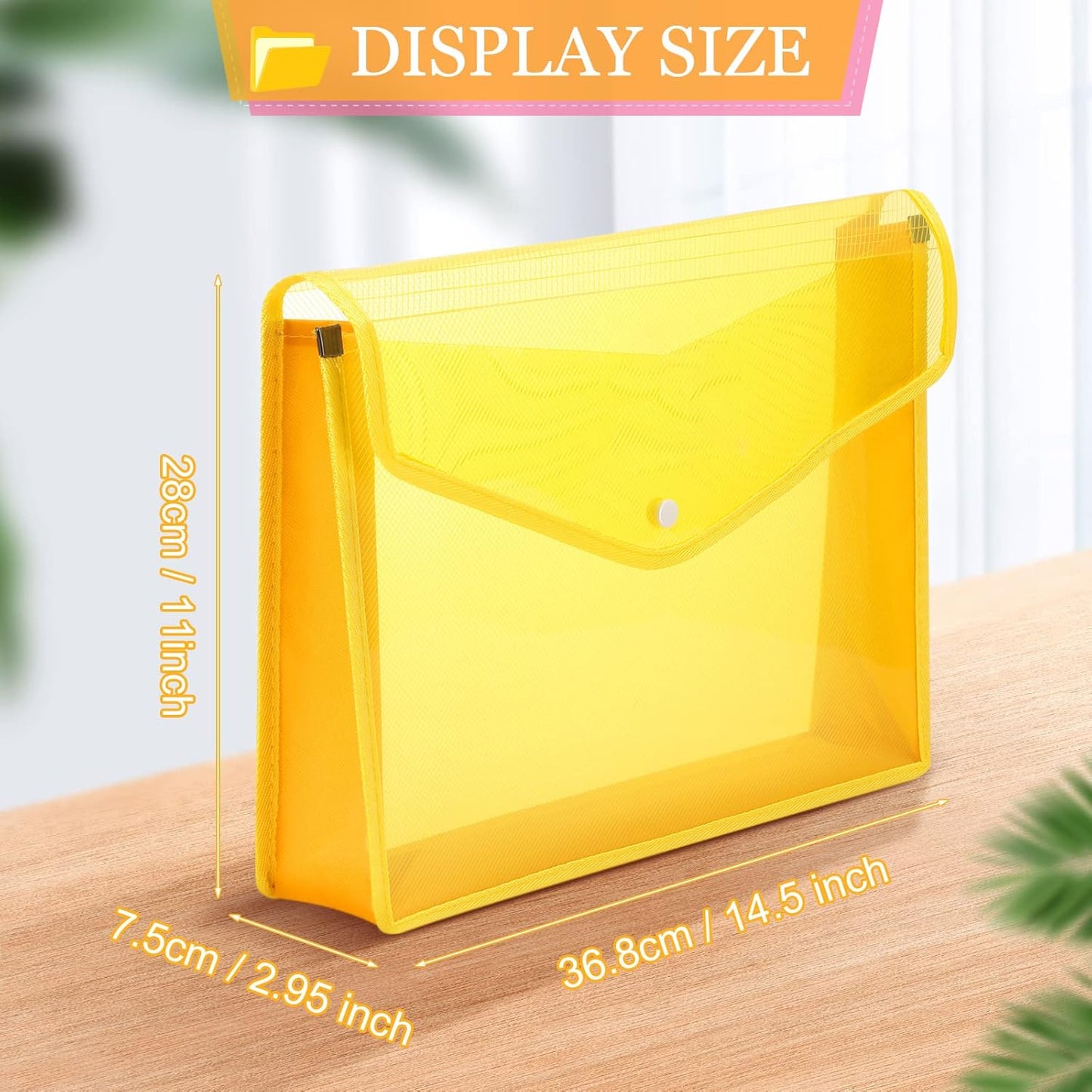 B4 Plastic Expanding File Folders Wallet for School Classroom Envelope File Folder Document Organizer Colorful Receipt Organizer with Snap Closure for Office(Bright Color,27 Pack)