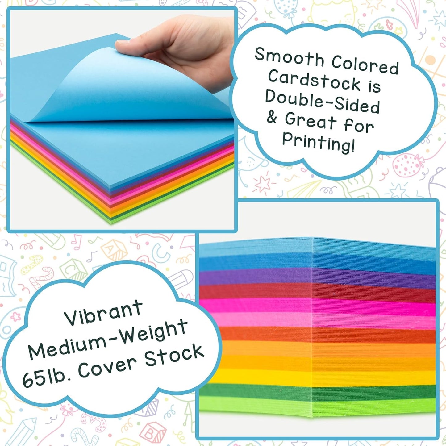 Hygloss Bright Colored Cardstock - 8.5x11-Inch, 12 Assorted Colors, 96 Sheets, 65 lb/ 176 gsm, Fade-Resistant, Acid-Free Color Card Stock Paper