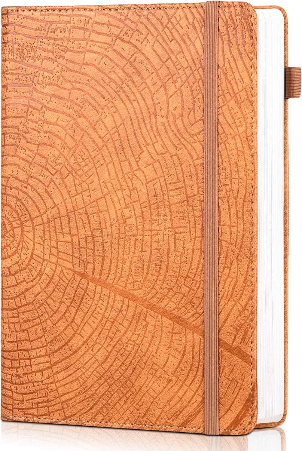 CAGIE Lined Journal for Men Women, Tree Growth Ring Leather Bound Journal Notebook, 256 Pages 100 GSM Journals for Writing, A5 Hardcover Journaling Notebooks for Work, Note Taking