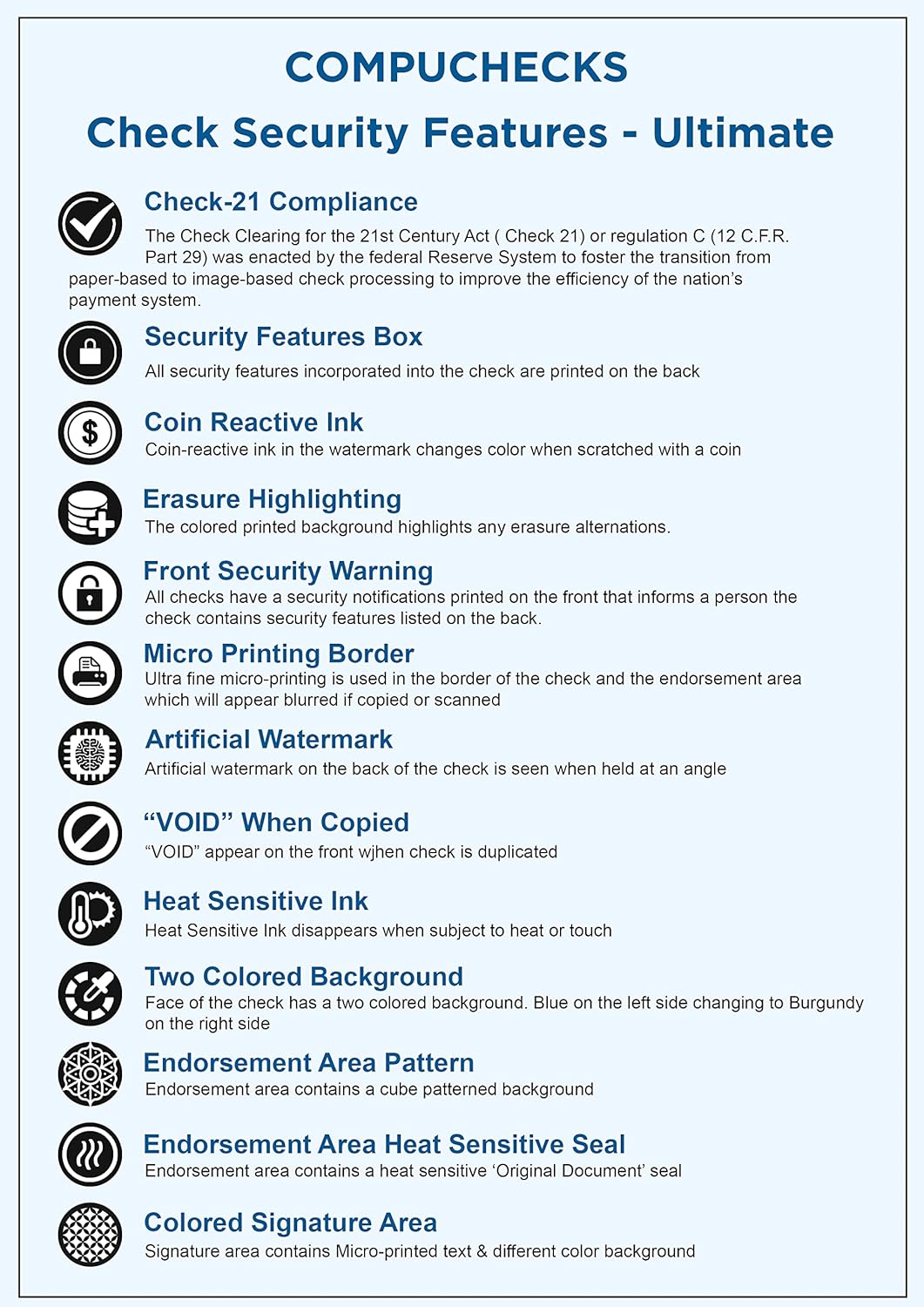 300 Computer Checks "Ultimate Security" - Heavy Paper 28# Blank Check Stock for Personal and Business Use - 3 Checks Per Page | 100 Sheets/300 Checks (Blue/Red Cubed) Payroll Checks