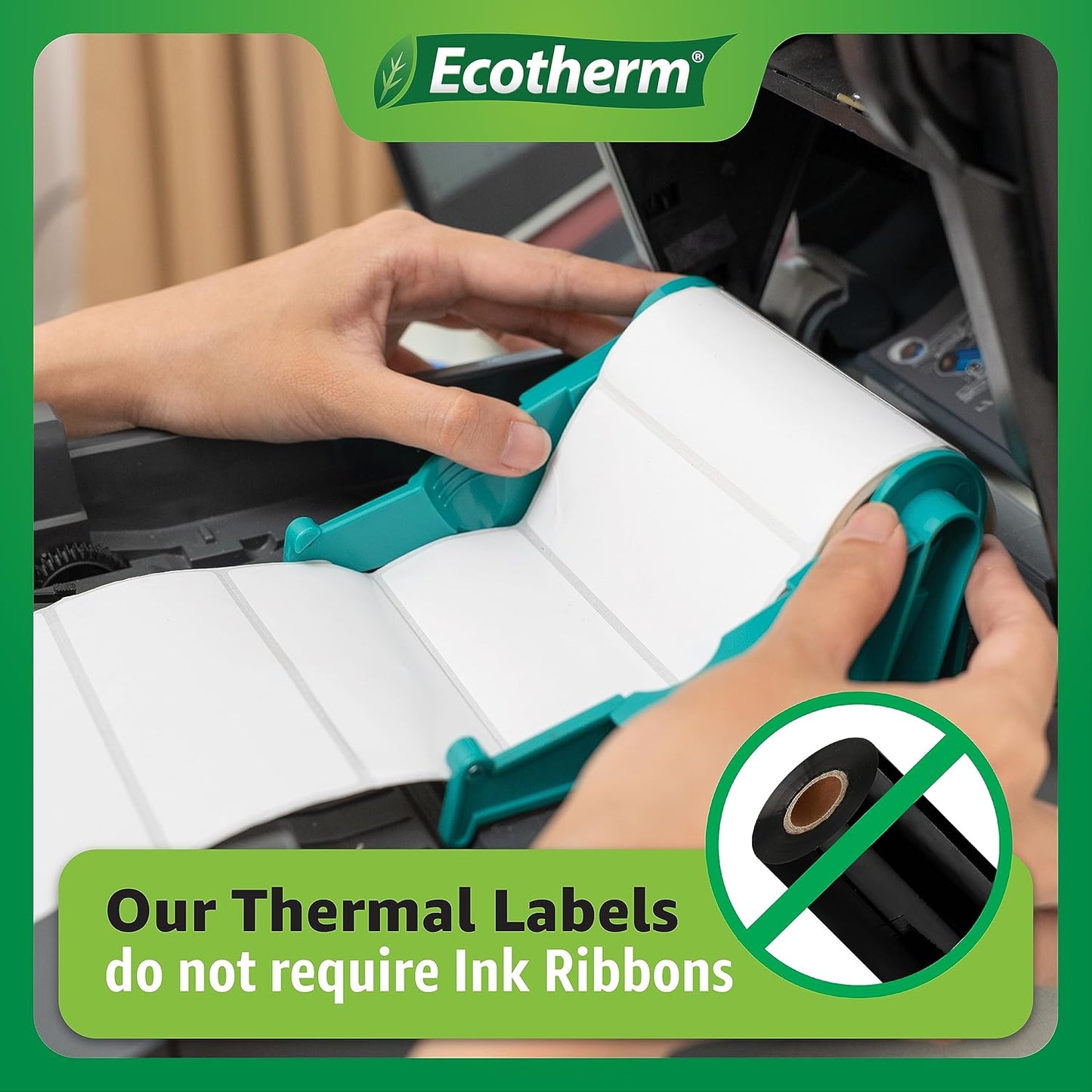 1.25" x 1" Thermal Labels | 4 Rolls | 5520 Labels | fits Zebra, Godex, Arkscan, iDPRT, Offnova Thermal Label Printers and More | Blank White Adhesive Stickers by Ecotherm