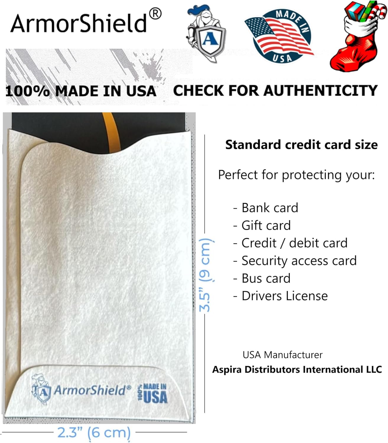 Semper Paratus Gear TYVEK Credit Card Protector RFID Blocking Sleeves | ArmorShield Your Identity | 100% MADE IN USA - Anti-theft for Travel wallet, pocket or purse. (5PAK)