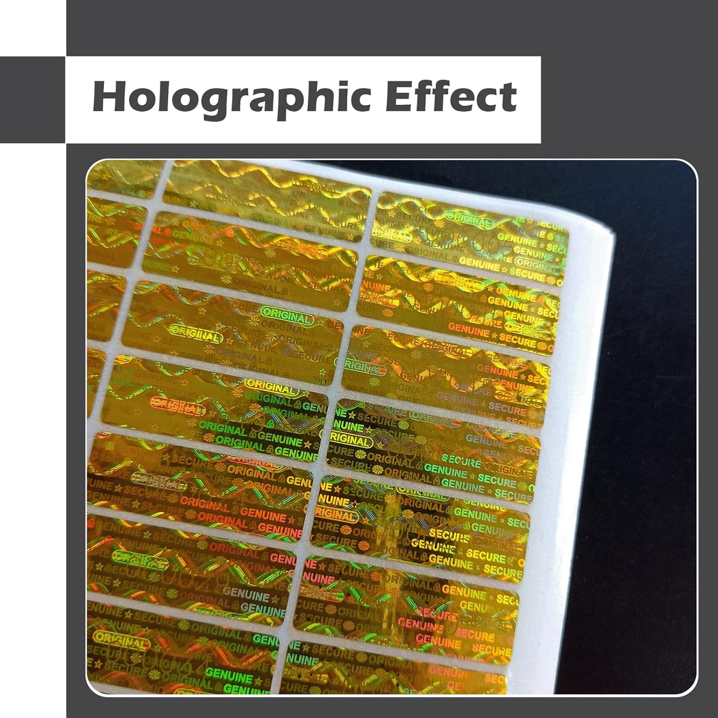 180pcs Hologram Tamper Proof Stickers Security Labels Genuine Warranty Void Seal Tamper evident Original Sticker with Unique Serial Number (1.2x0.4inch,Gold)