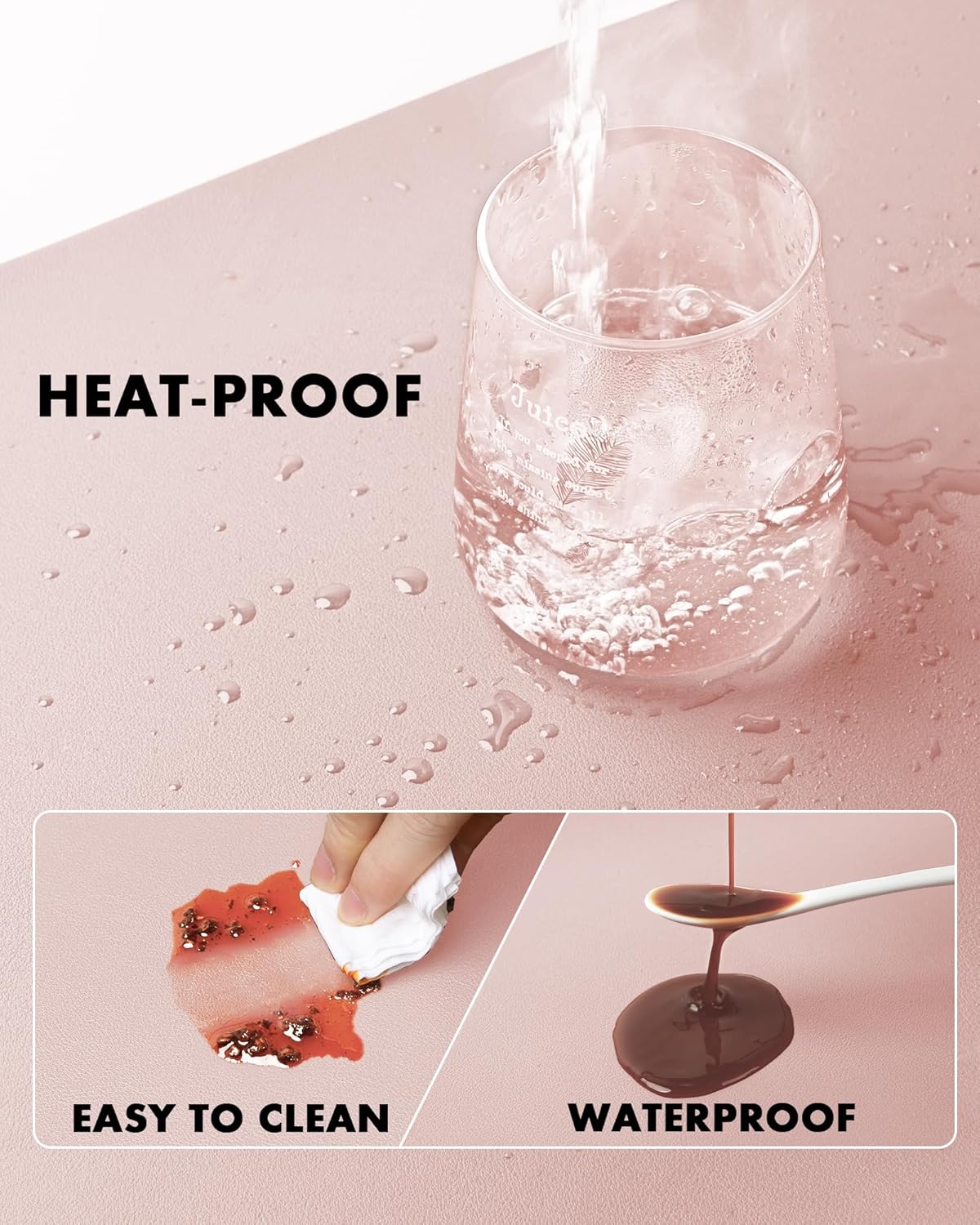 YSAGi Double-Sided Desk Pad, Leather Desk Mat, Eco Cork Desk Pad Protector, Large Mouse Pad for Desk, Waterproof Desk Blotter Pad, Desk Writing Pad for Office Work/Home(23.6"x13.7",Pink+Cork)