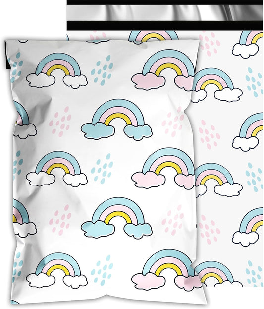 Poly Mailers 6x9 Inch 100 Pcs - Rainbow Printed Shipping Bags, 2.4mil Thickness, Waterproof and Tear Resistant Mailing Envelopes, Self-Sealing Packaging Bags for Small Business