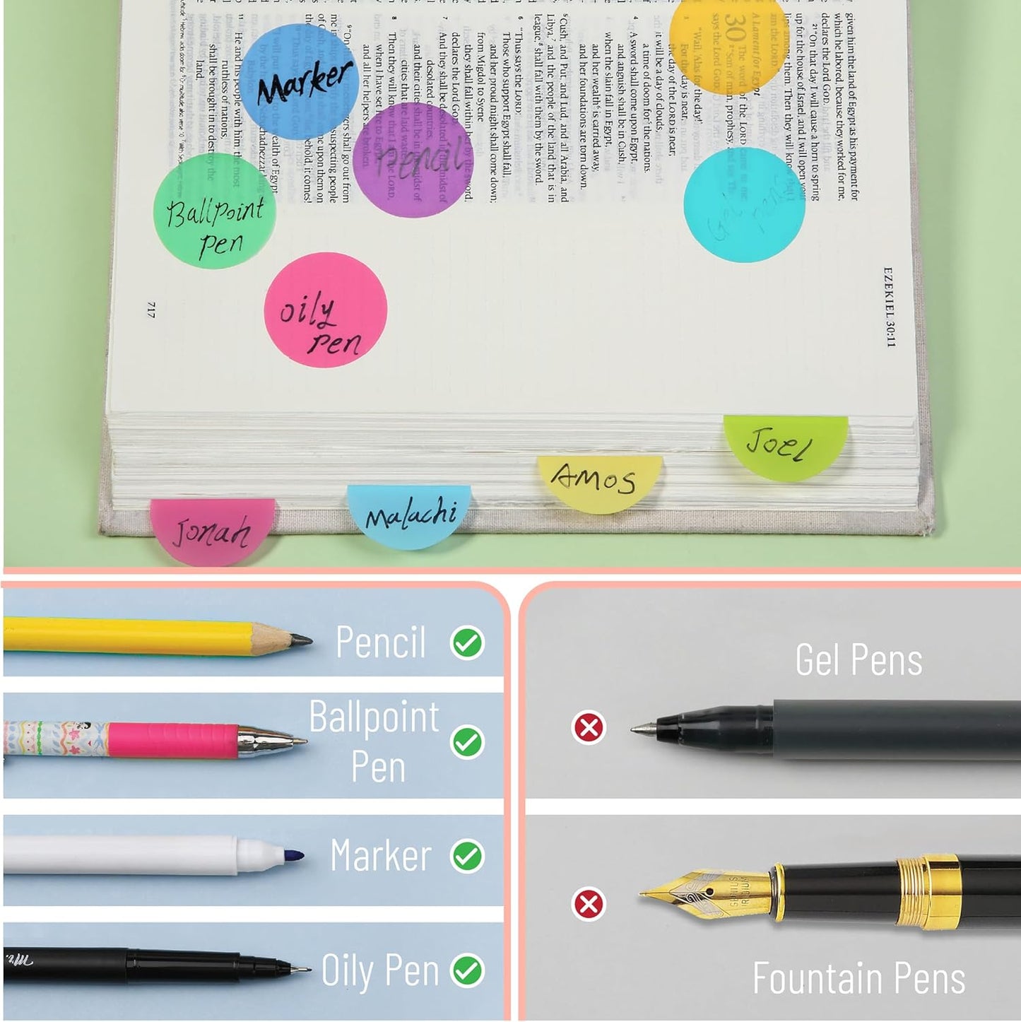 Mr. Pen- Transparent Sticky Note Set, 560Sheets, Colorful, Round Transparent Sticky Notes Set