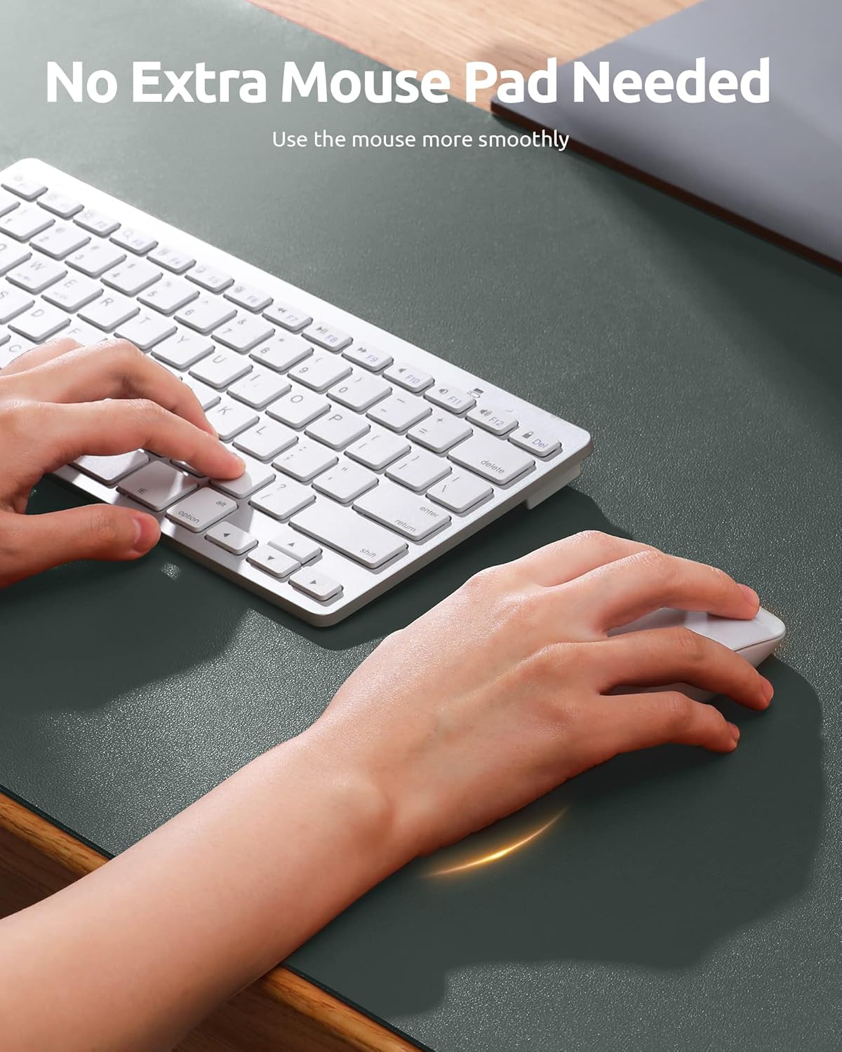 YSAGi Leather Desk Protector, Office Mat, Large Mouse Mat, Non-Slip PU Leather Blotter, Laptop Desk Pad, Waterproof Writing Pad for Office and Home (Dark Green, 35.4" x 17")