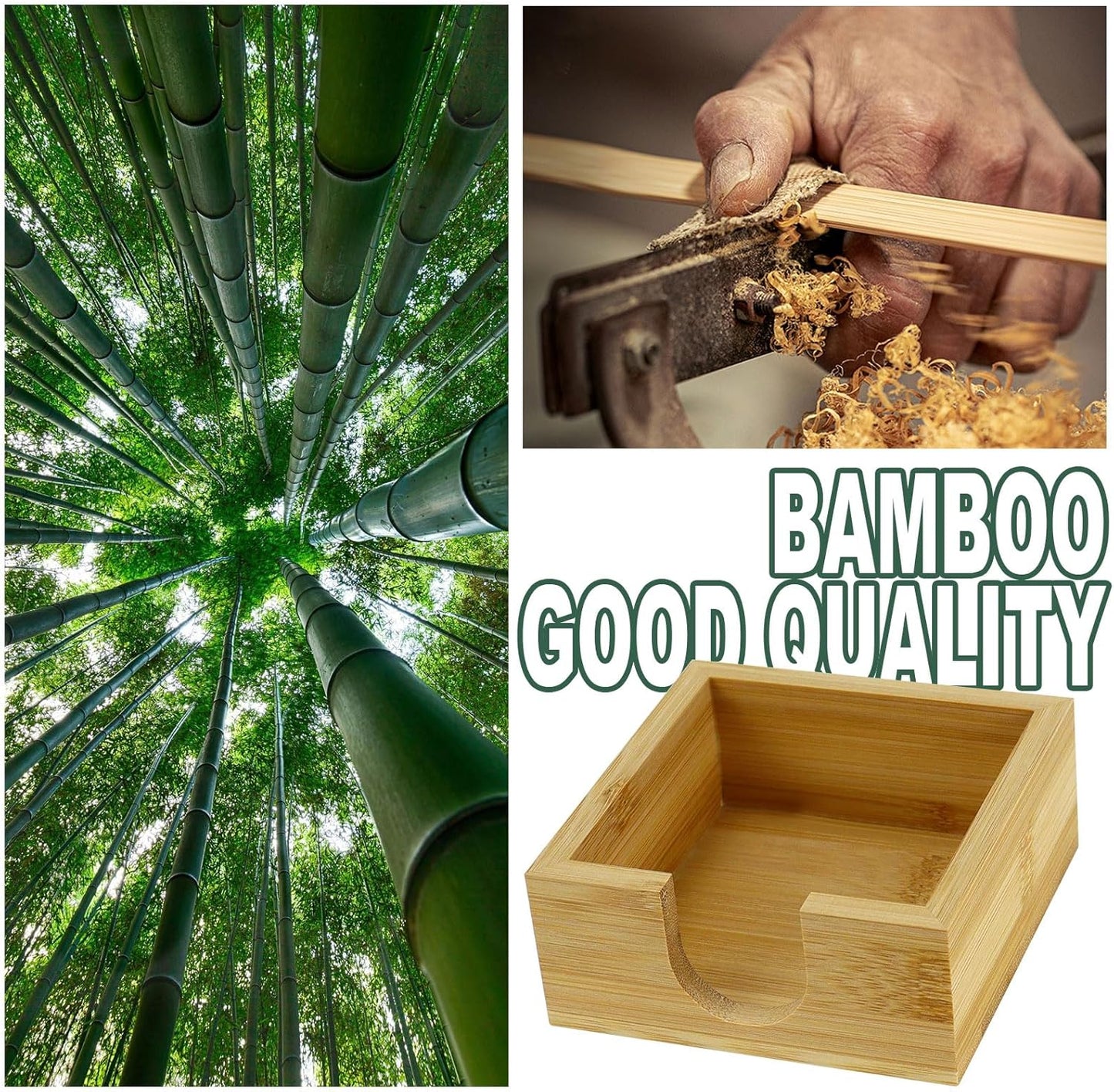 MultiBey Sticky Notes Memo Pad Holder Dispenser Original Wood Color Bamboo Desk Supplies Organizer Accessories for Office Home Schools