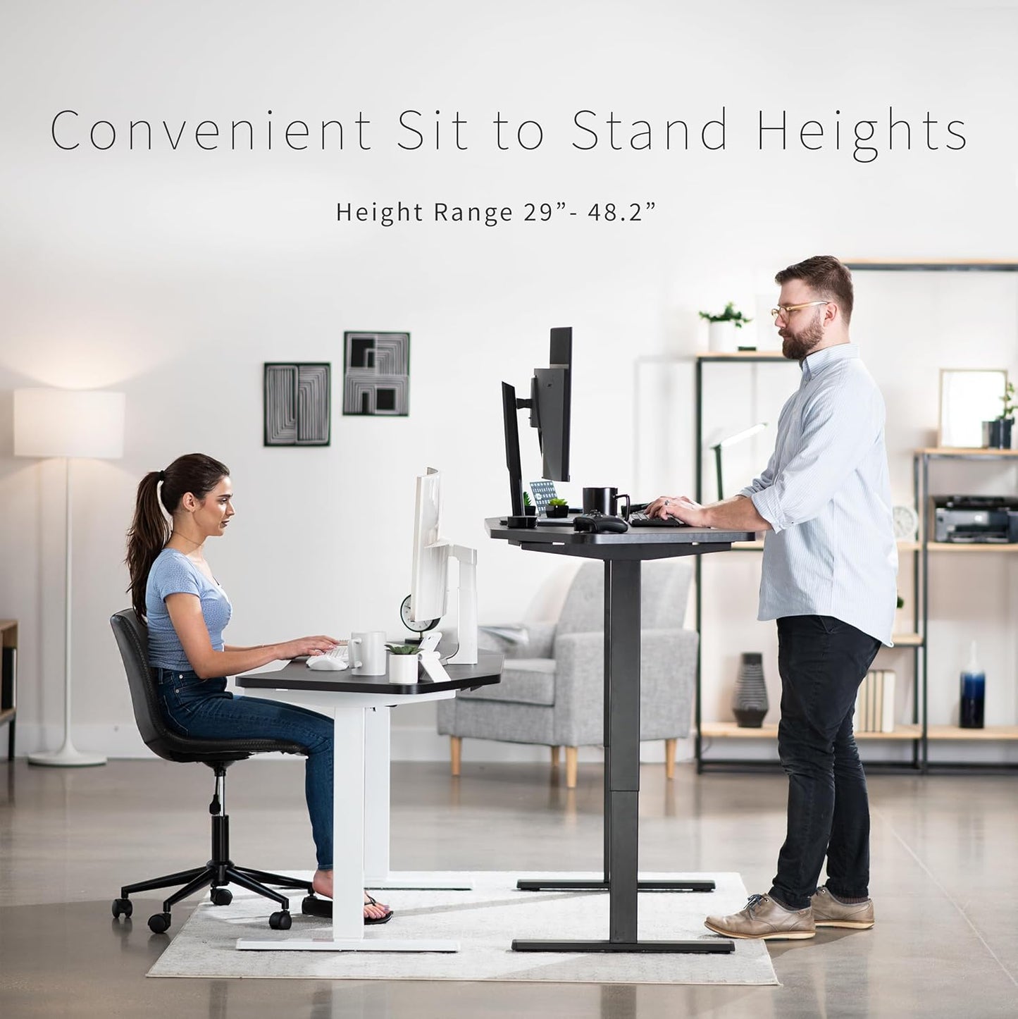 VIVO Electric 63 x 32 in Standing Desk, Memory Height Adjustment, 1B Series, Dark Gray Top White Frame, DESK-KIT-1W1G