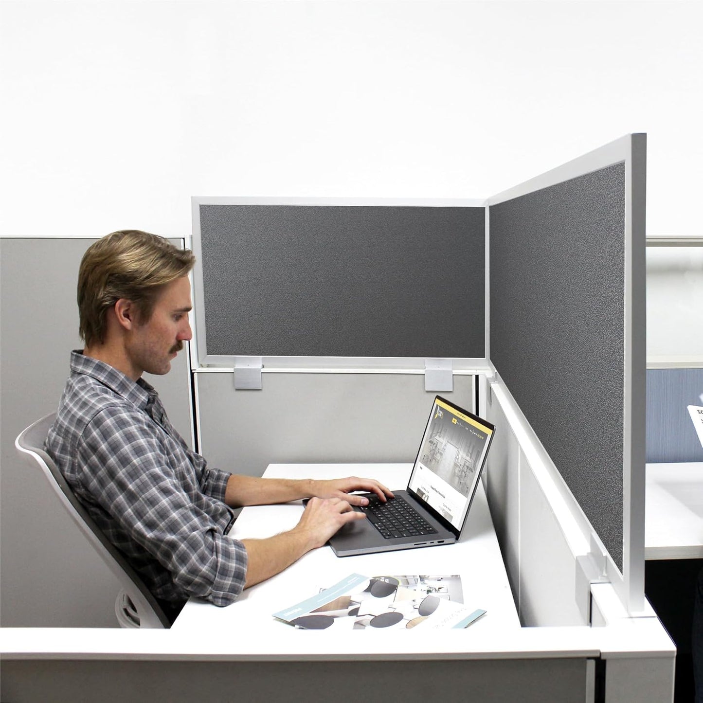 OBEX Acoustical Cubicle Privacy Screen Extender Desk Panel & Office Divider, Add Separation & Block Noise, 18" x 42", Graphite