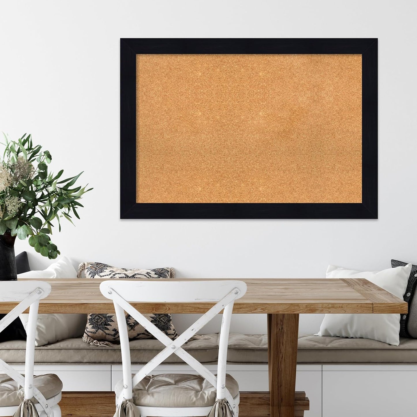 Amanti Art Natural Cork Board for Wall, 28x40 Vision Board with Blue Wood Frame, Large Corkboard Office Decor for Home Organization, Rustic Farmhouse Corkboard Pinboard to display items for home