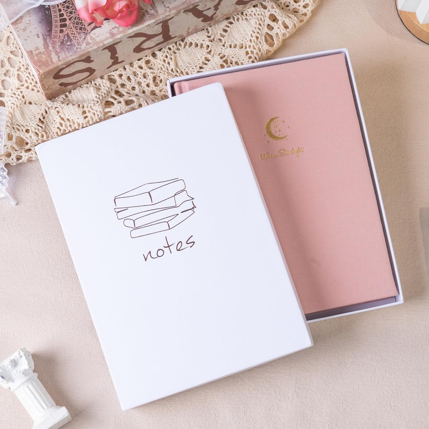 CAGIE Lined Journal Notebook for Women Girls, A5 Hardcover Linen Journals For Writing 256 Pages, Aesthetic Womens Diary, Gifts 8.3'' x 5.7'' Pink