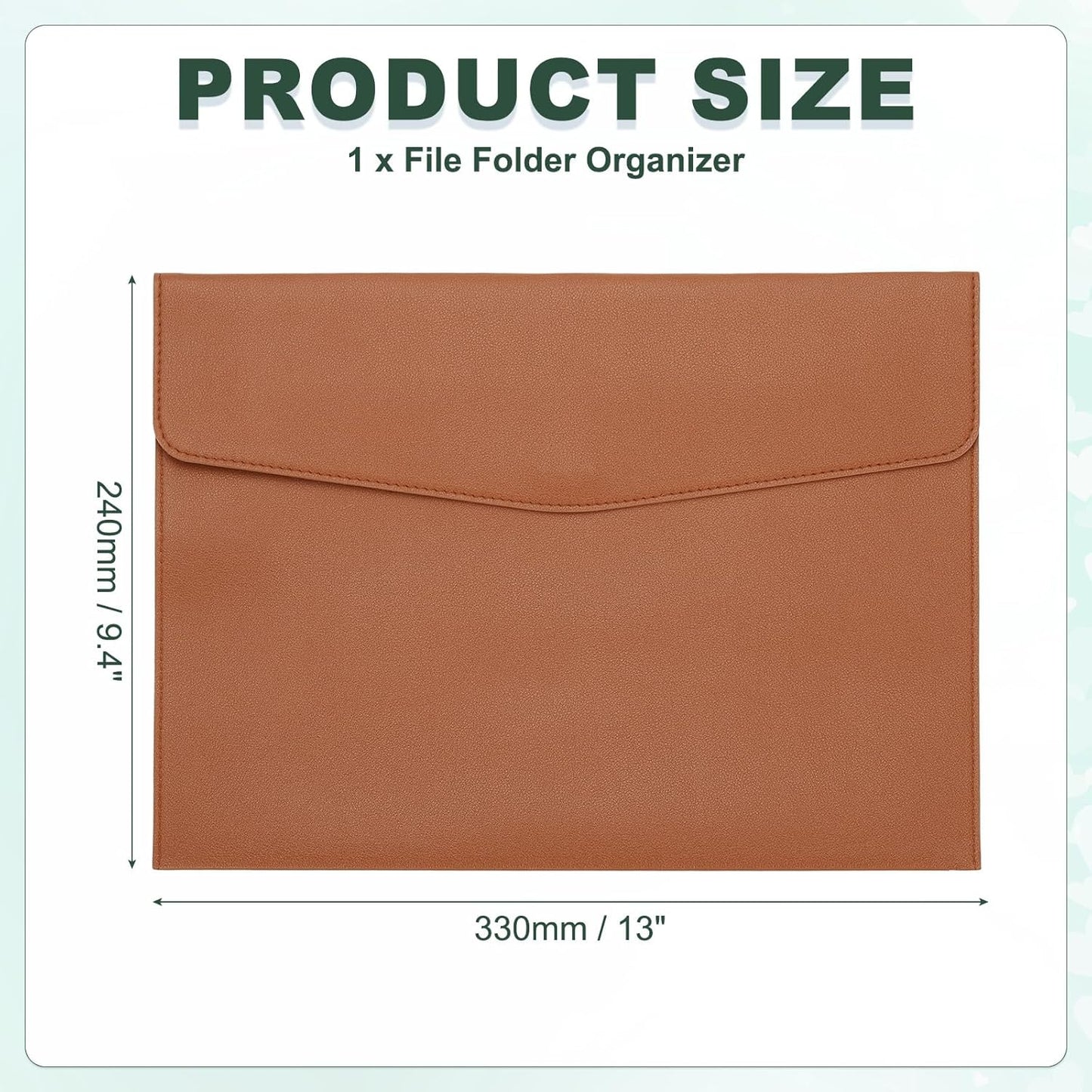 PATIKIL PU Leather A4 File Folder, Document Holder Filing Organizer Portfolio Envelope Folder Case with Snap Closure for Letter Receipt Style 2, Brown