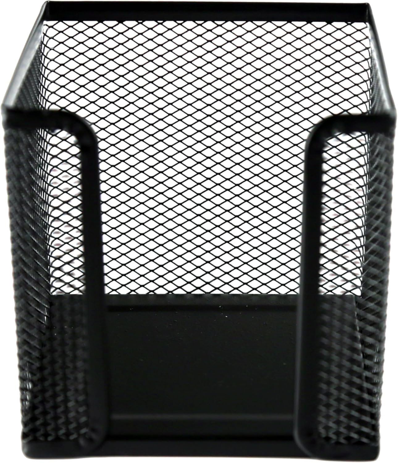 Huron Desktop Desk Sticky Note Pad Memo Note Cube Holder Dispenser for Office Home School, Black Metal Mesh