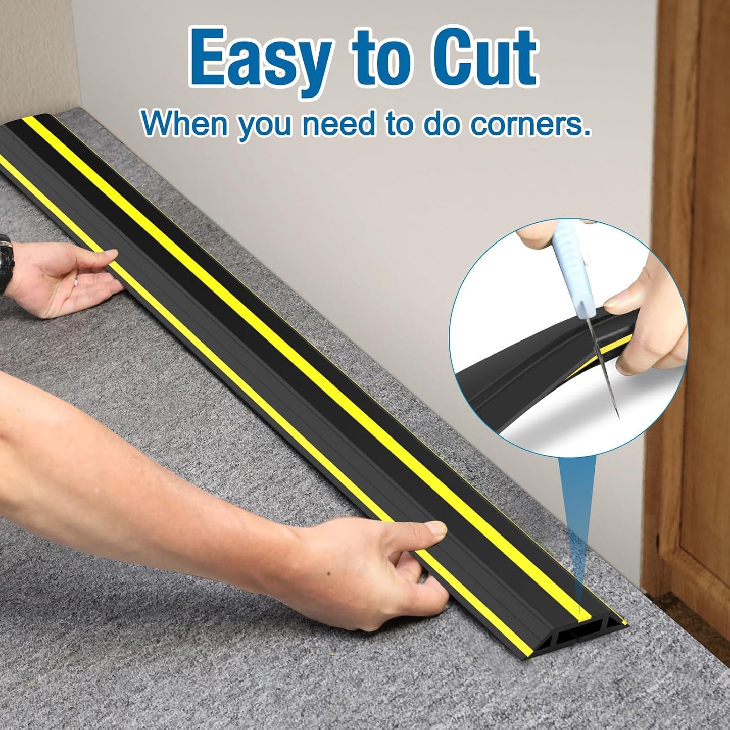 Eapele 10 ft Floor Cable Cover Protector, Heavy Duty PVC Duct Easy to Unroll, Prevent Trip Hazard for Outdoor Settings (2pcs)