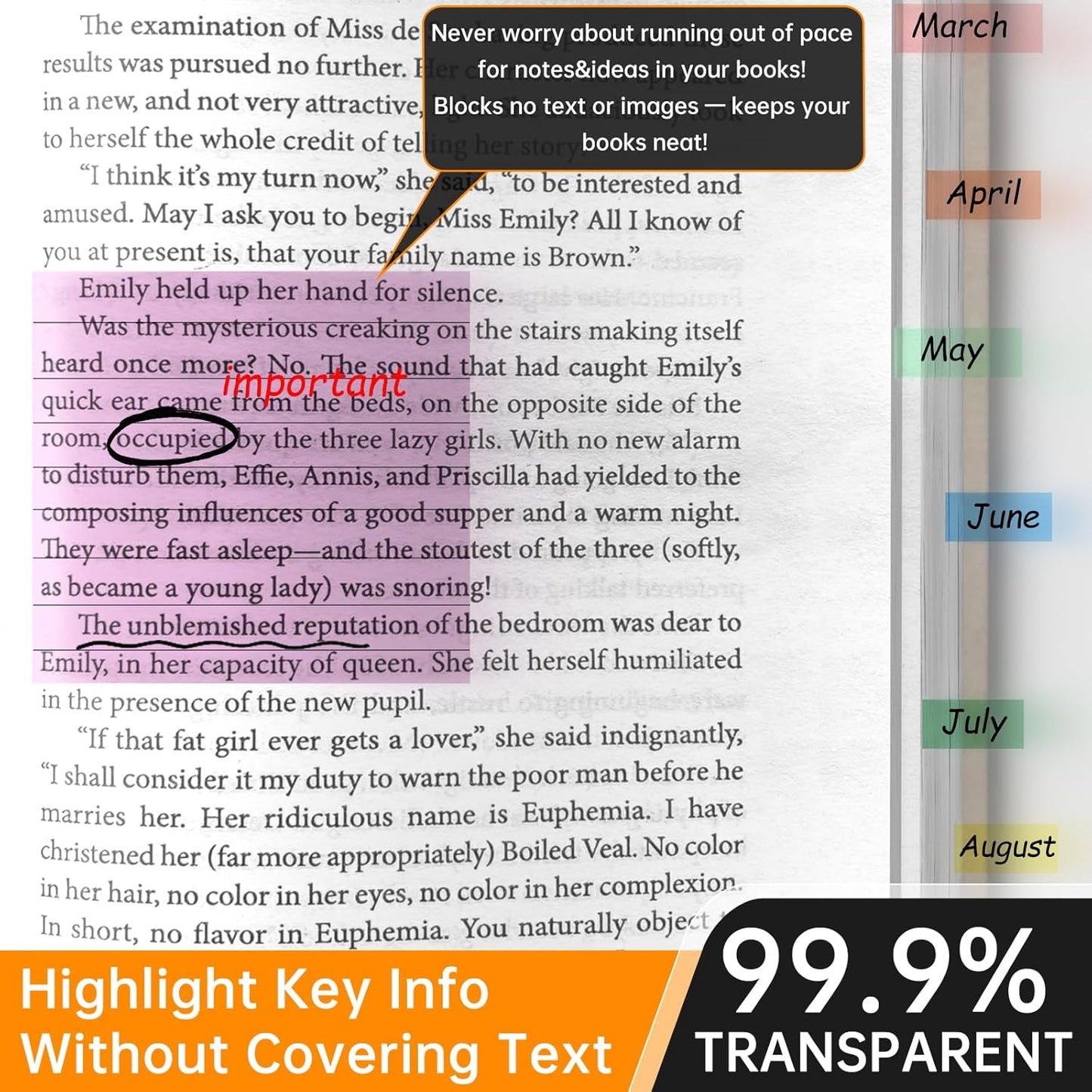 Transparent Sticky Notes with Lines, MEIGAONE 8 Pack Lined Sticky Note 3x3 Super Strong Adhesion, Waterproof Clear Sticky Note for Study, Book,Office,School Supplies