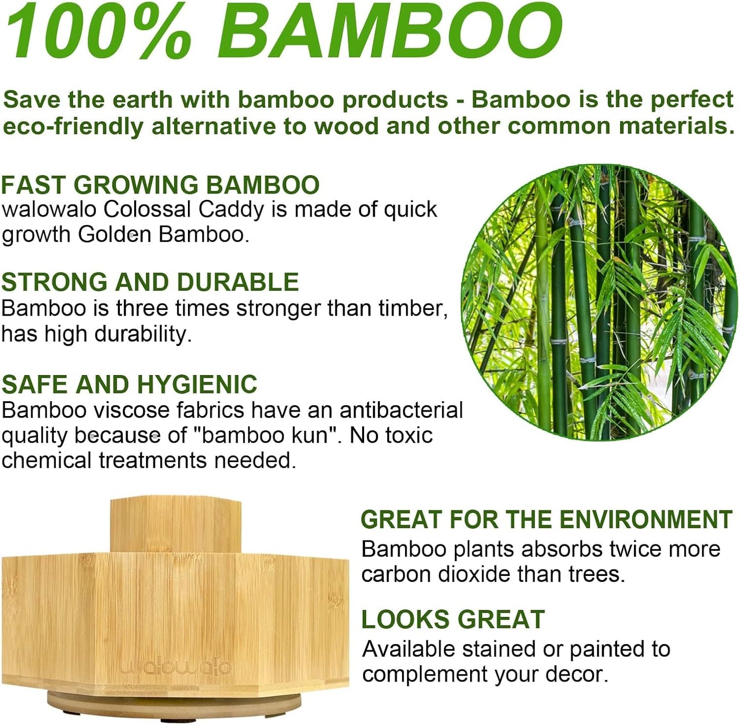 walowalo Bamboo Rotating Art Supply Organizer Holds 800+ Pencils Spinning Crayon Marker Pen Holder for Desk Brush Storage for Office School Classroom Organization Stationary (Larger Version)