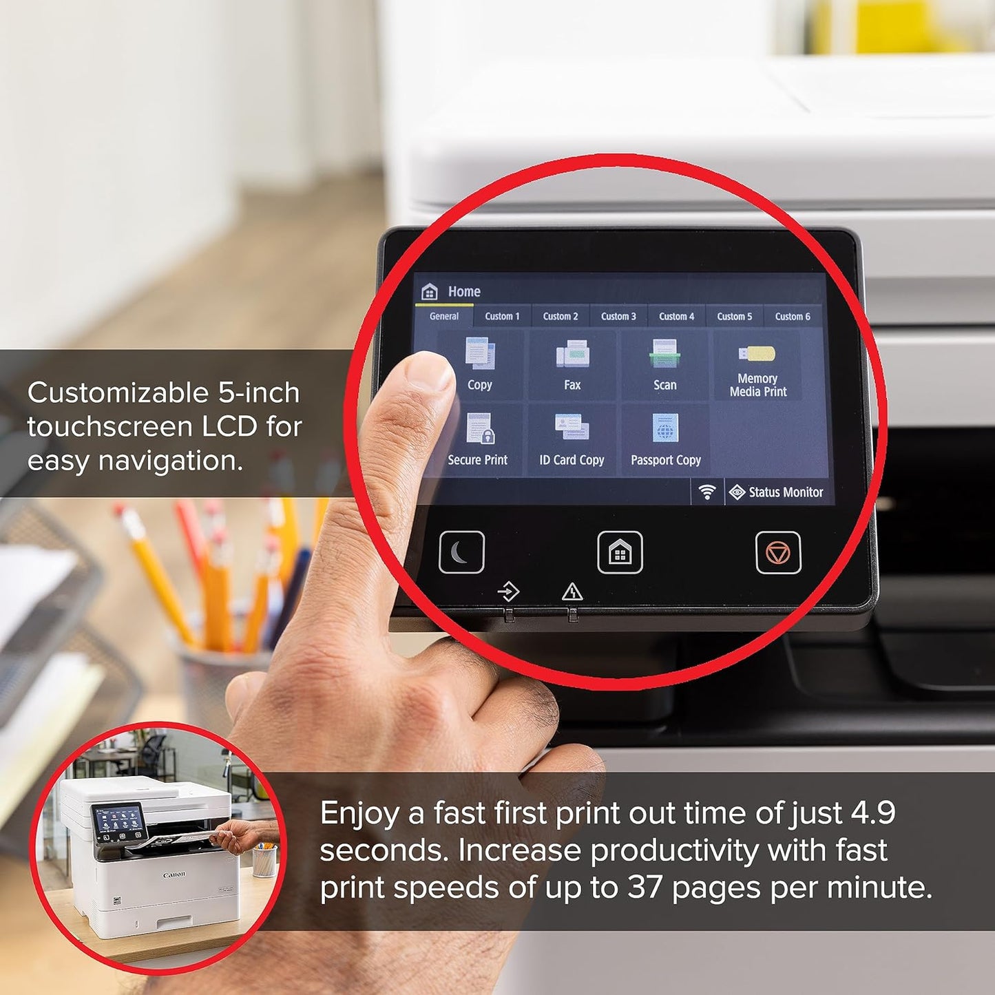 Canon imageCLASS MF462dw - Monochrome, Duplex Wireless Laser Printer, All-in-One with Scanner, Copier, Fax, Home or Office, Auto Document Feeder, Mobile Ready, 3 Year Limited Warranty, 37 PPM, White