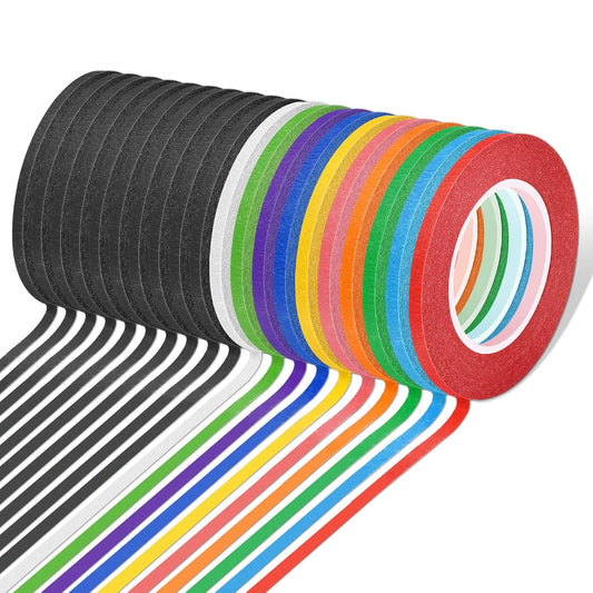 selizo 20 Rolls Whiteboard Tape, 1/8" Thick, Pinstriping & Draping Tape for DIY Art Crafts