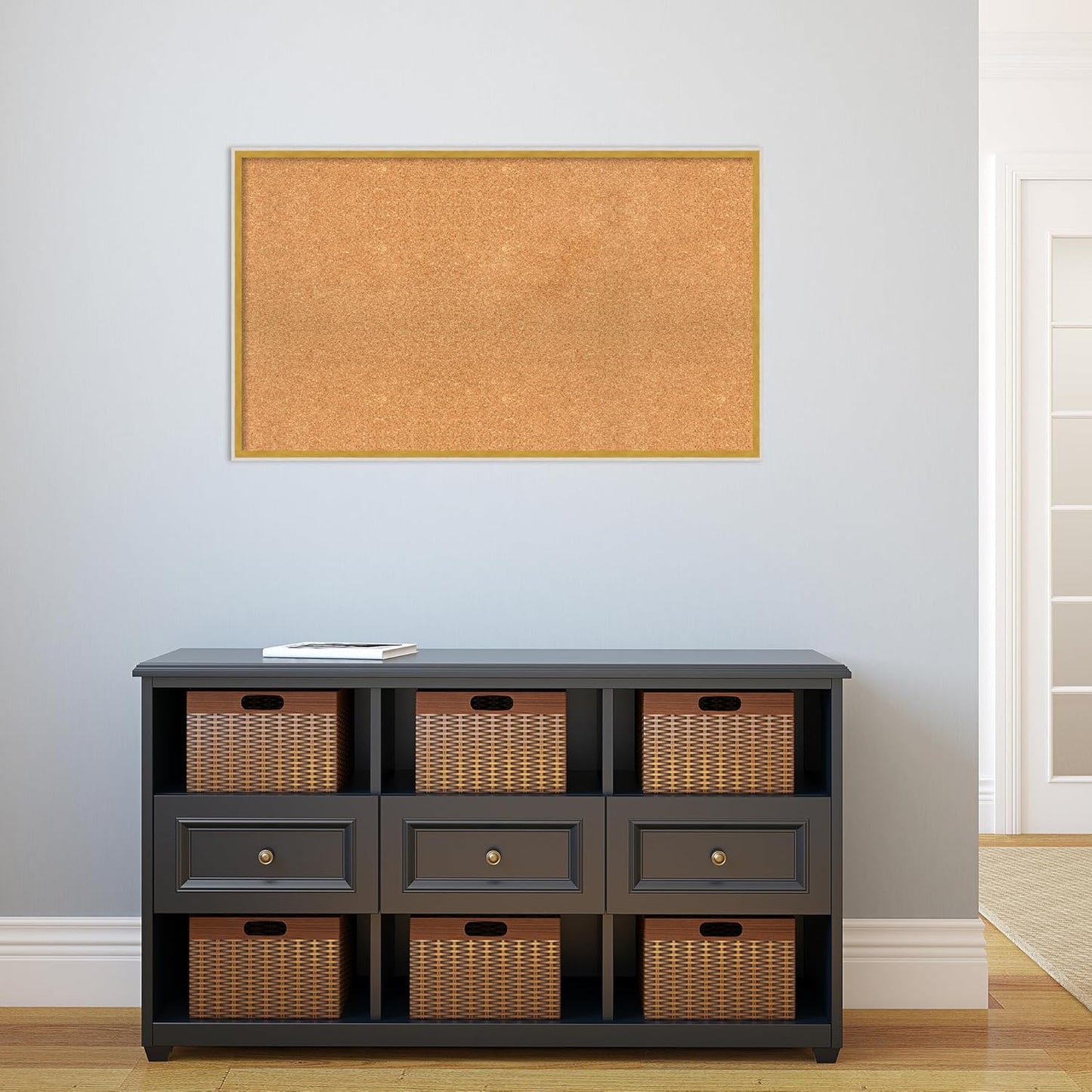 Amanti Art Natural Cork Board for Wall, 23x39 Vision Board with White Frame, Large Corkboard Office Decor for Home Organization, Modern Corkboard Pinboard to Display Items for Home Organization in