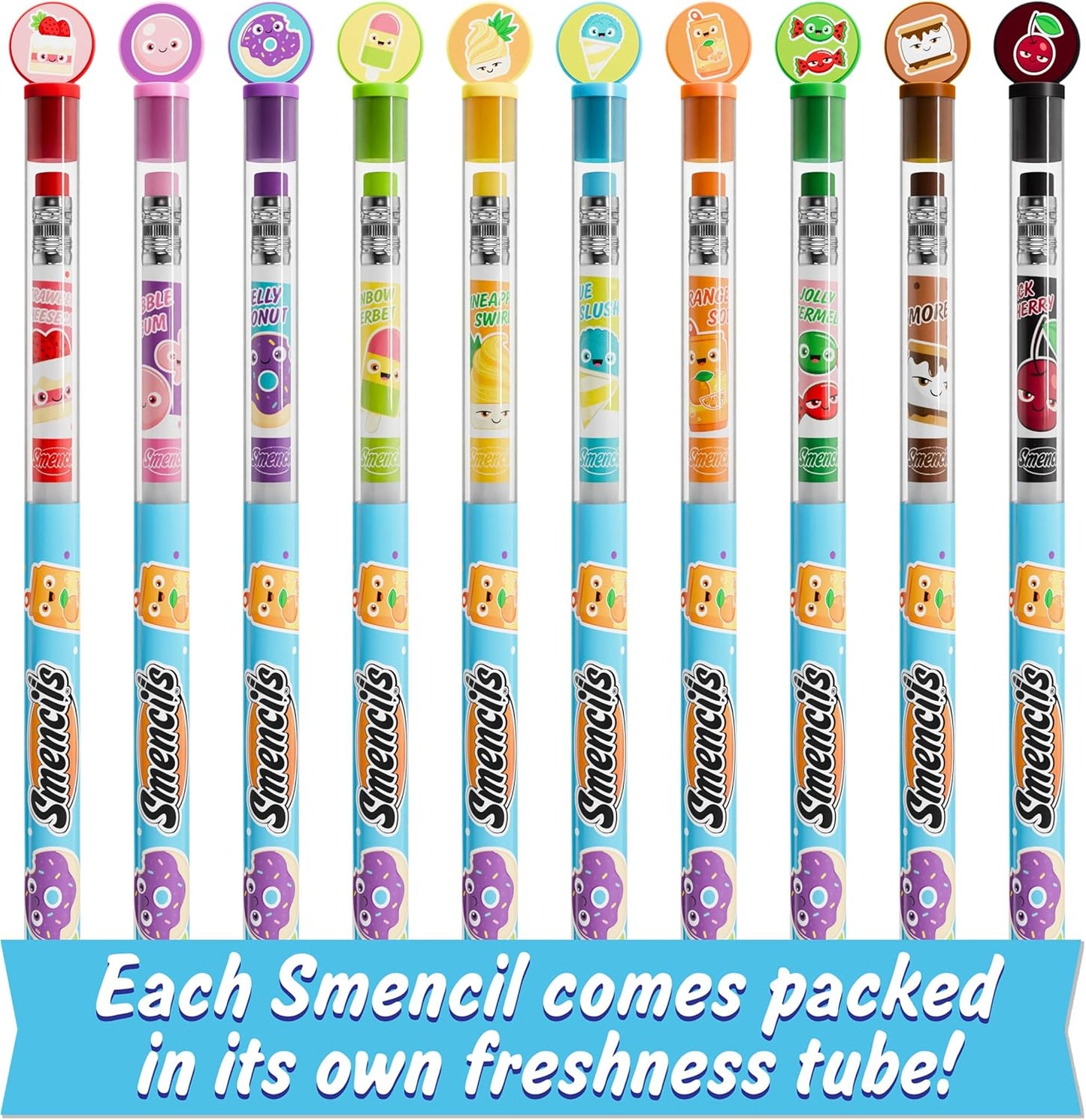 Smencils - Patented Gourmet Scented Graphite HB #2 Pencils Made from Recycled Newspapers, 10 Count, Gifts for Kids, School Supplies