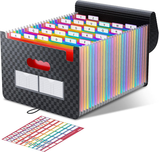ThinkTex Accordion File Organizer, 26 Pockets Expanding File Folders, Monthly Bill Receipt Documents Organizer, A-Z Colorful Tabs, Letter/A4 Size
