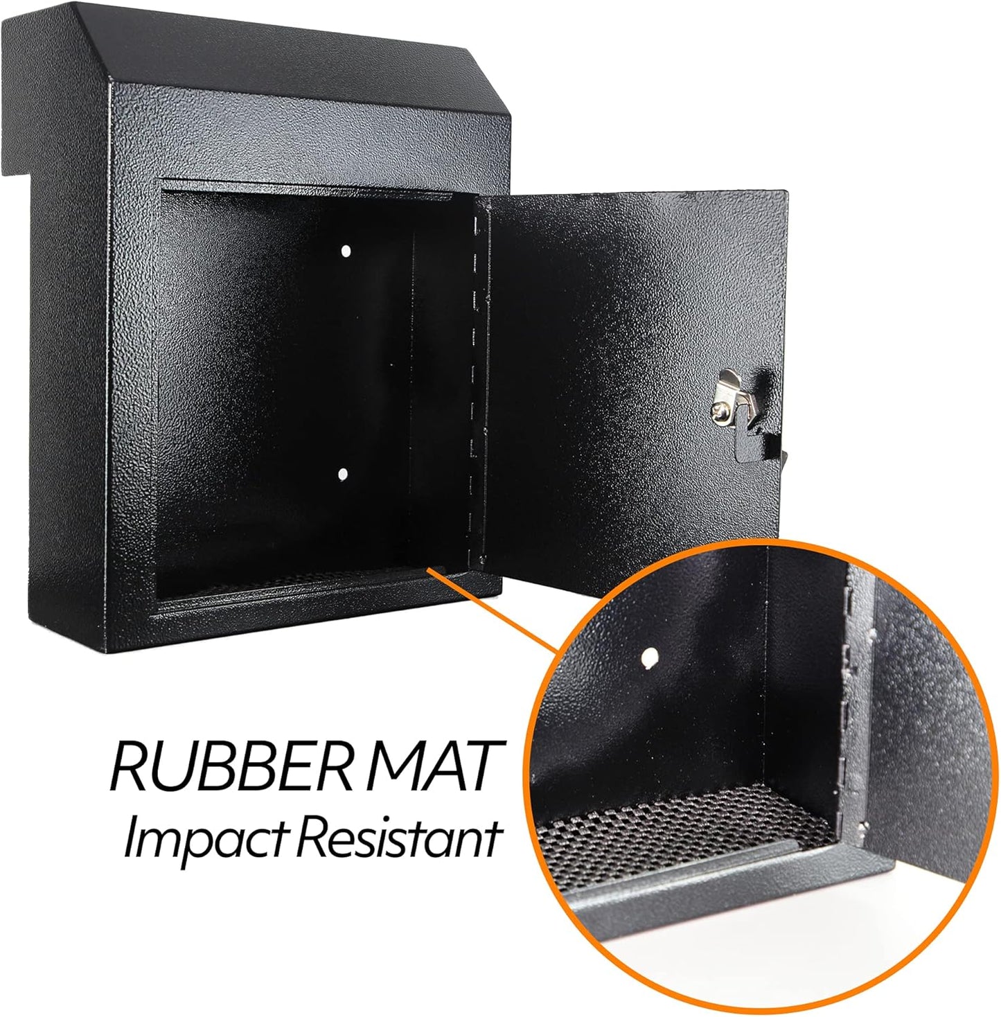 Through The Door Mail Drop Box - 1.2mm Steel Payment Dropbox - Door Mount Theft Proof Mailbox - Locking Deposit Drop Box for Night Key, Deposit, Cash, and Rent (Black)