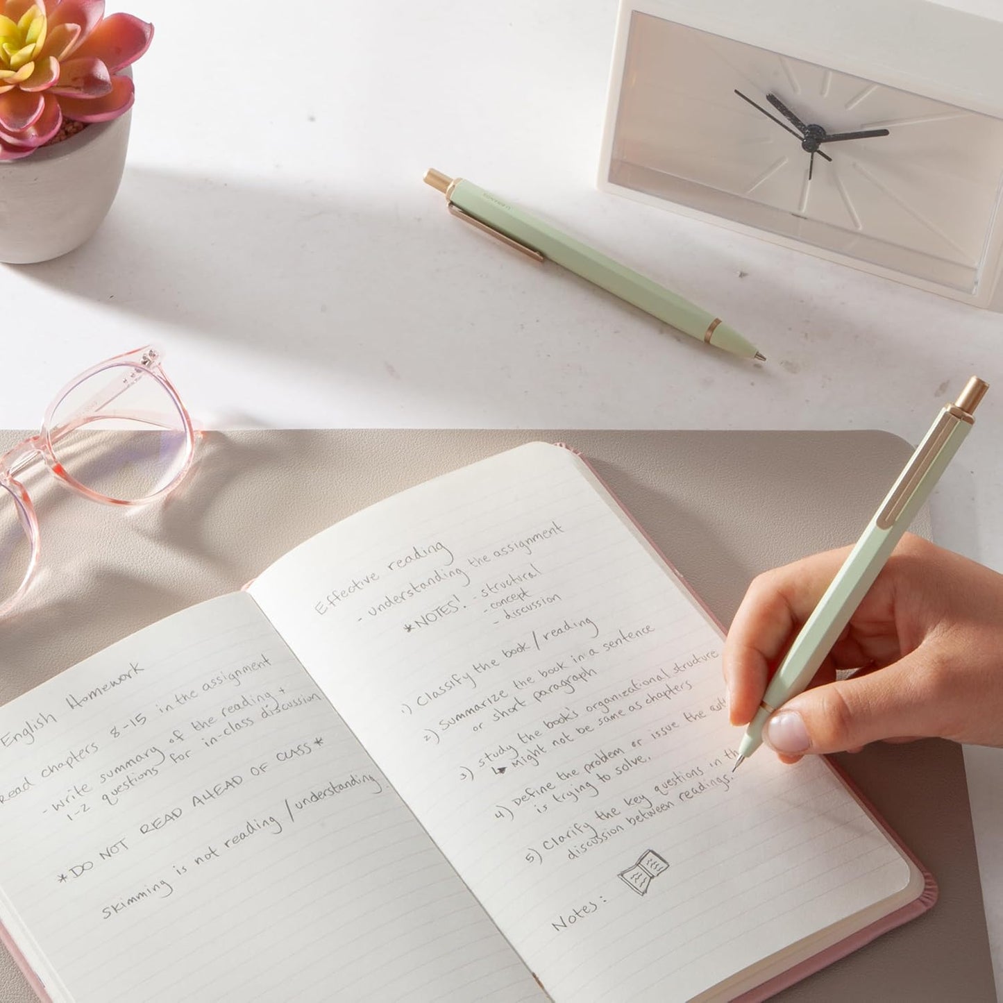 U Brands Cambria Mechanical Pencils, Set of 2, Sage Green, Soft Touch, Medium (0.7 mm) Point, Lead and Eraser Refills