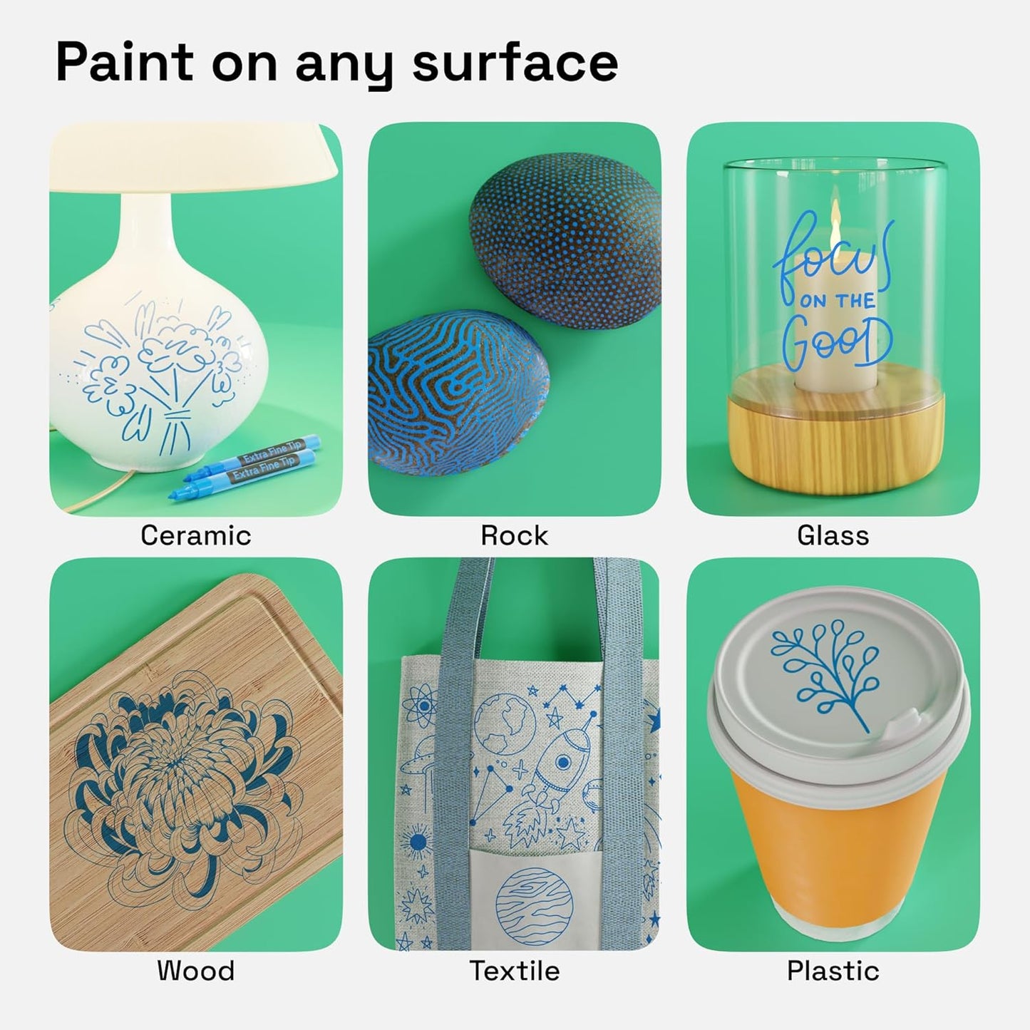 ARTISTRO 2 Blue Acrylic Paint Markers - 0.7mm Extra Fine-Tip Paint Pens - Perfect for Crafting, Art Projects, & More
