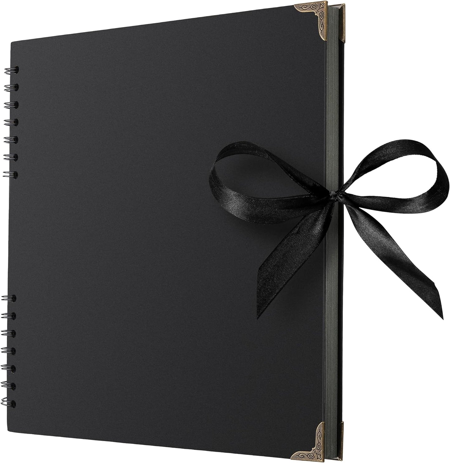 Bstorify Square Large Black Scrapbook Photo Albums 80 Pages (11 x 11 inch) Thick Kraft Paper Scrap Book, Memory Book, Ribbon Closure - Ideal for Your Scrapbooking, Art & Craft Projects