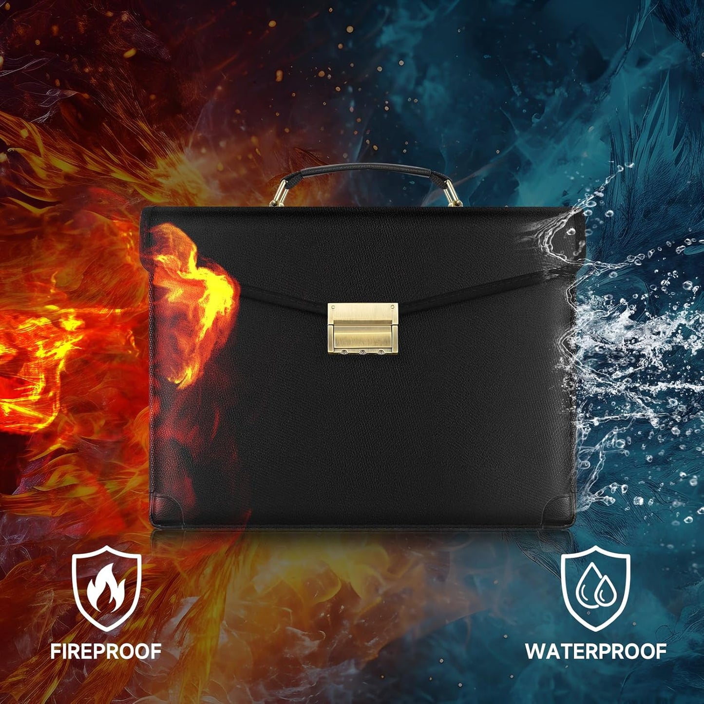 Upgraded 6500°F Fireproof Document Bag with Lock,14.2"x10"x2.3''Fire Proof Money Bag with Zipper,10 Layer of Heat Insulated Material, Water Resistant Fireproof Bags for Documents,Safe Bags